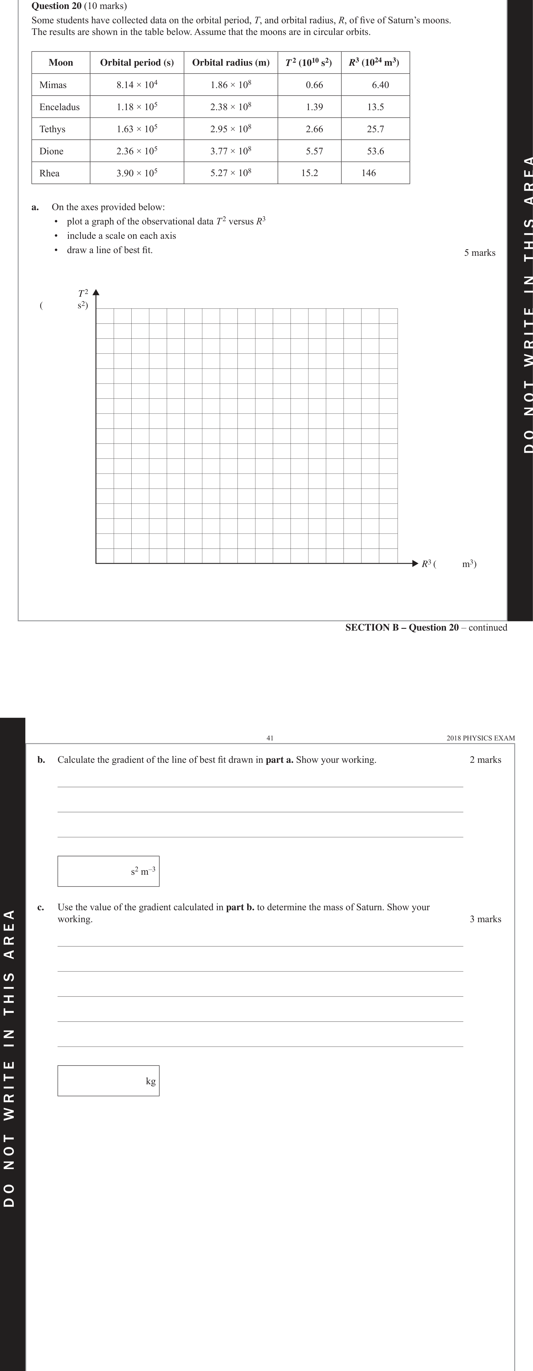 Physics 2018 Exam Question 20(a) — Satellite orbital motion