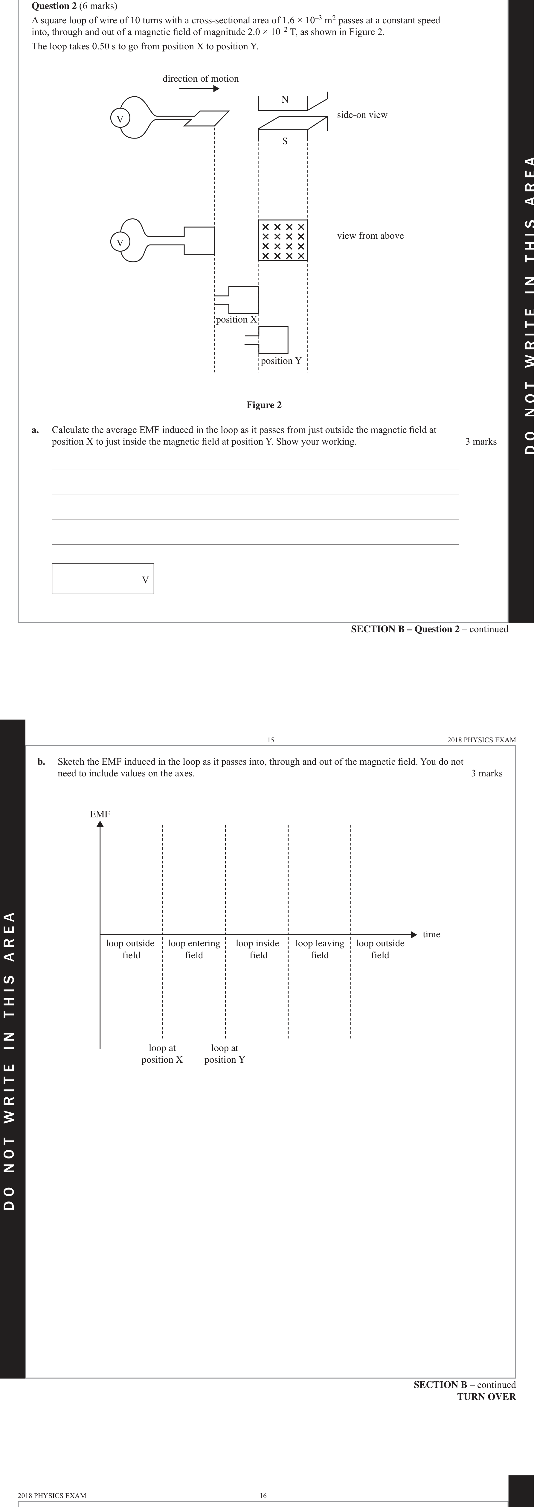 Physics 2018 Exam Question 2(b) — Induced emf determinants