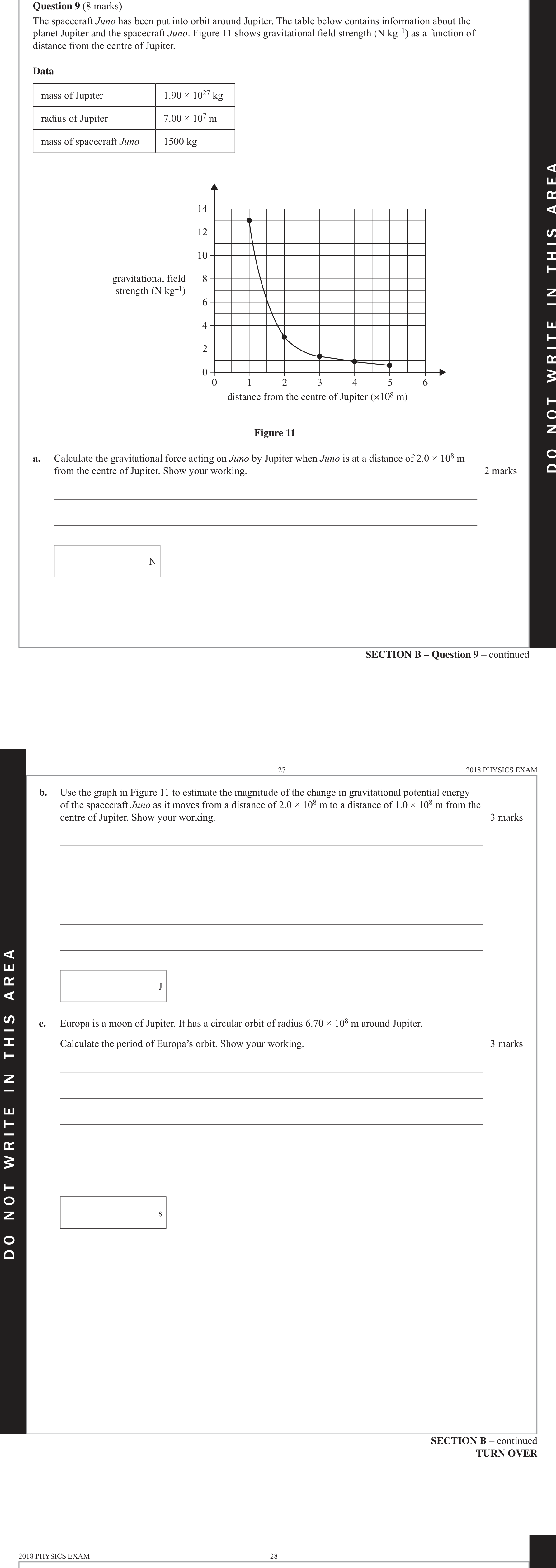 Physics 2018 Exam Question 9(c) — Satellite orbital motion
