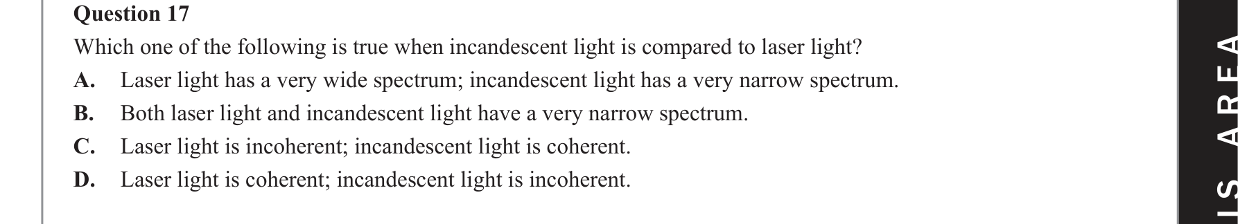 Physics 2019 Exam Question 17 — Light as electromagnetic wave