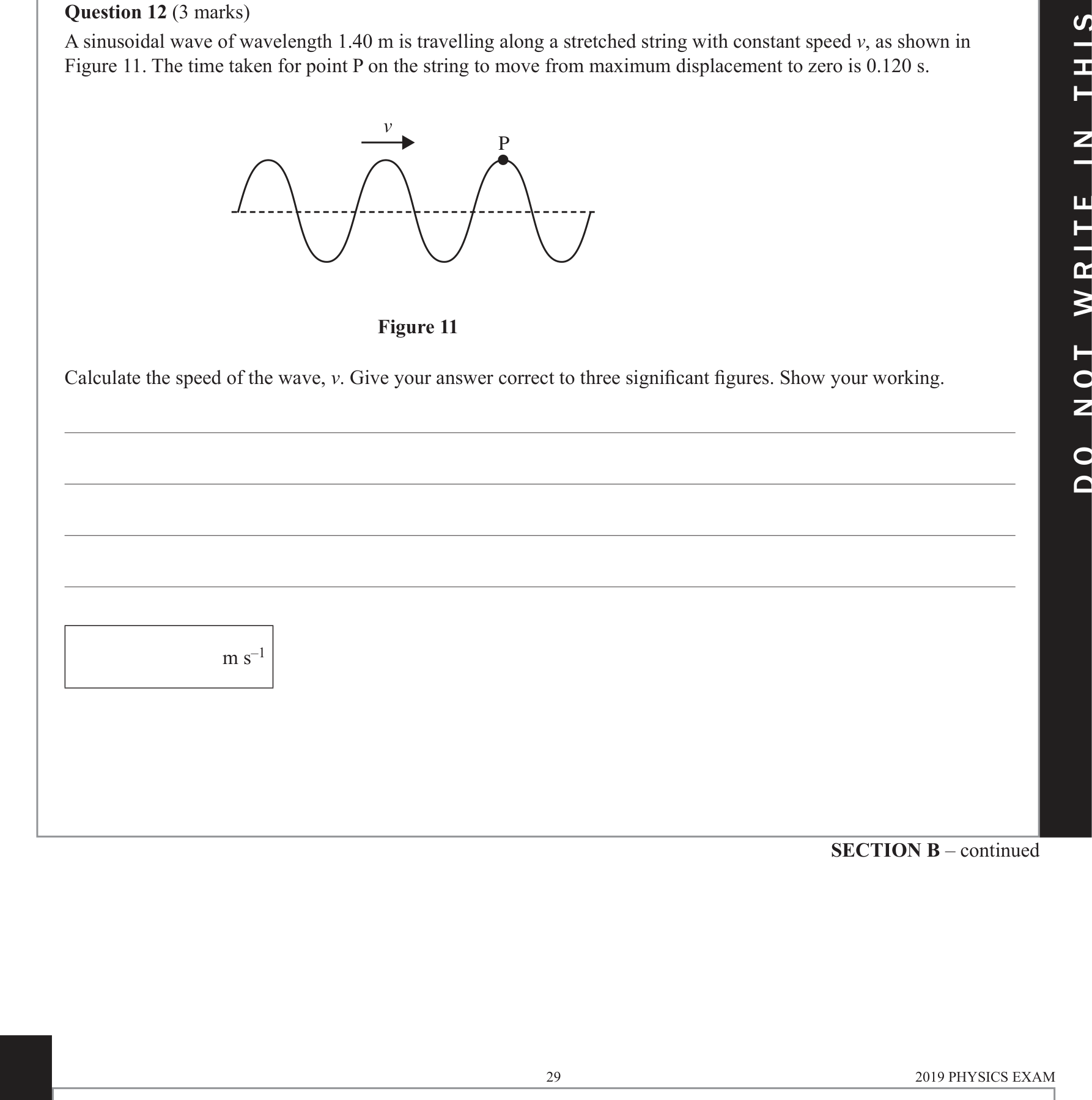 Physics 2019 Exam Question 12 — Standing wave formation