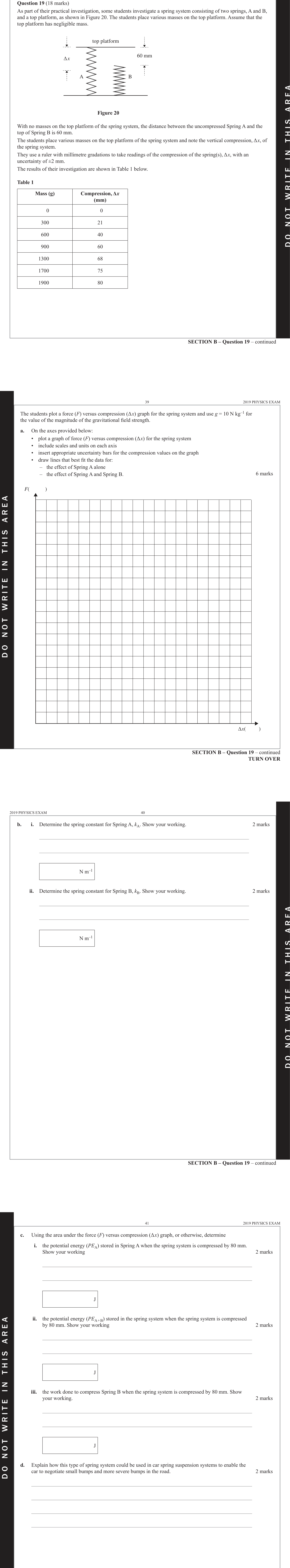 Physics 2019 Exam Question 19(d) — Work and energy concepts, Energy transformations types