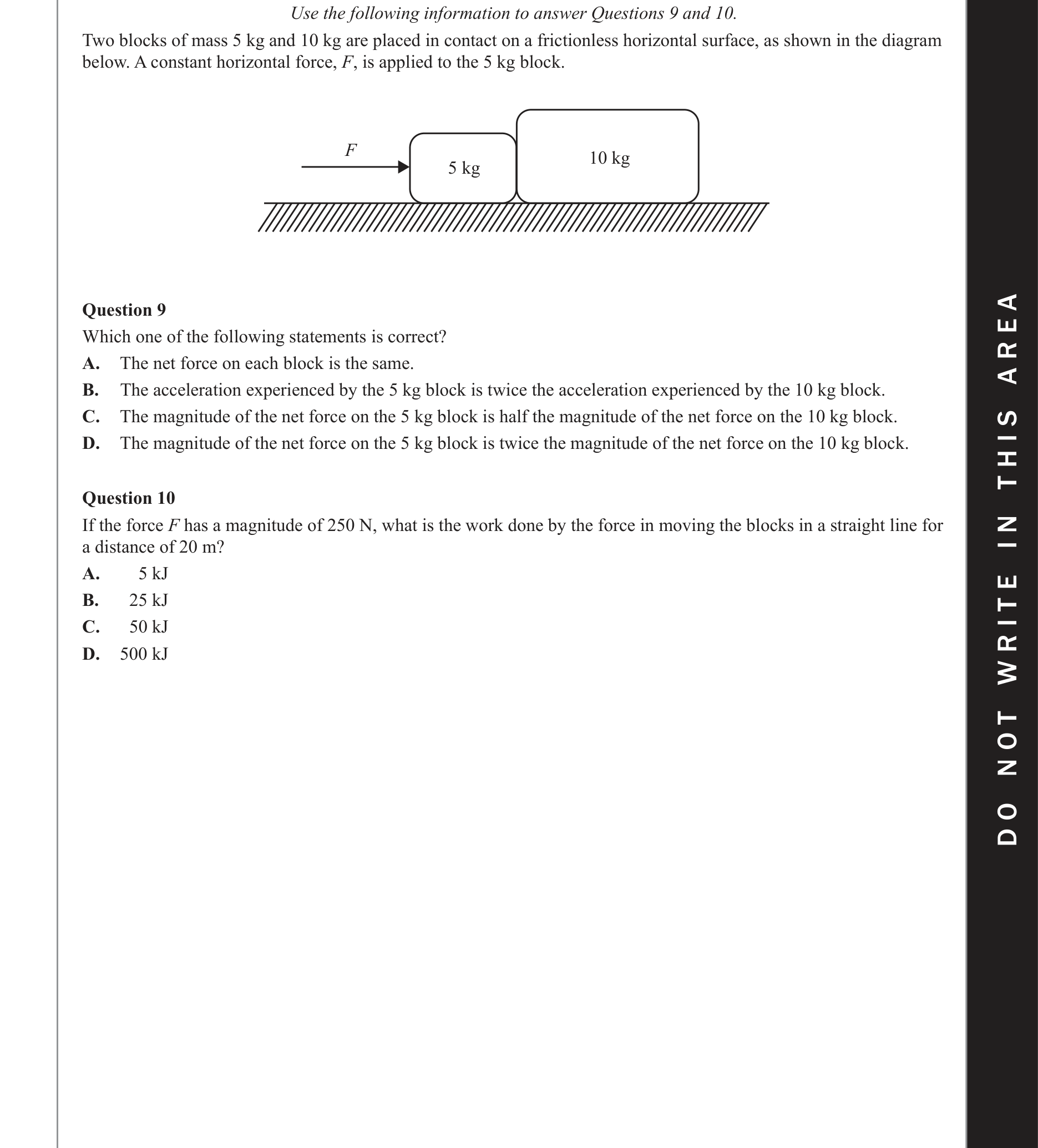 Physics 2020 Exam Question 10 — Work and energy concepts