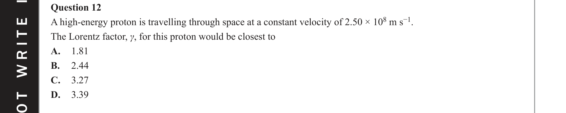 Physics 2020 Exam Question 12 — Special relativity postulates, Relativistic phenomena examples