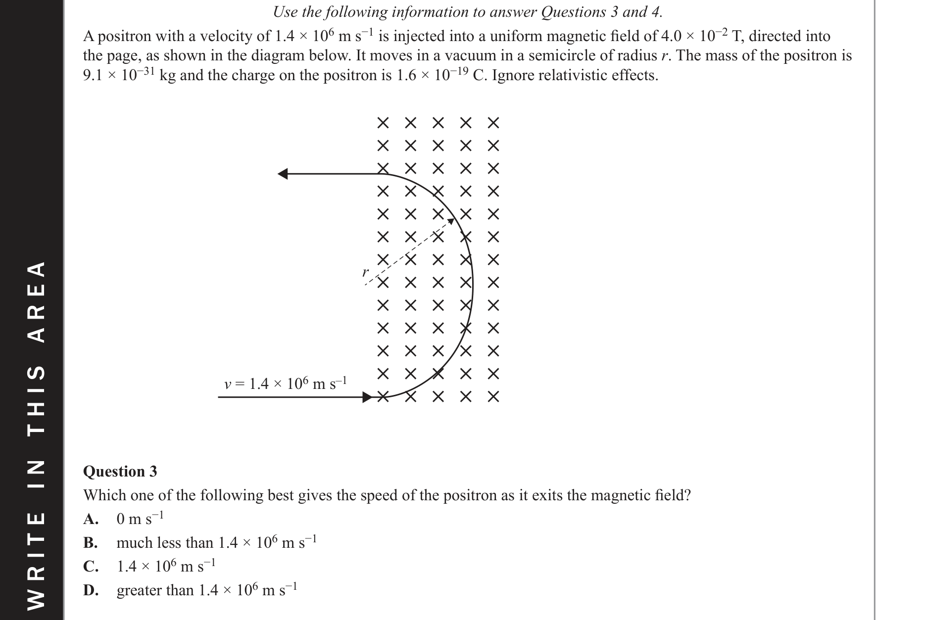 Physics 2020 Exam Question 3 — Magnetic particle deflection