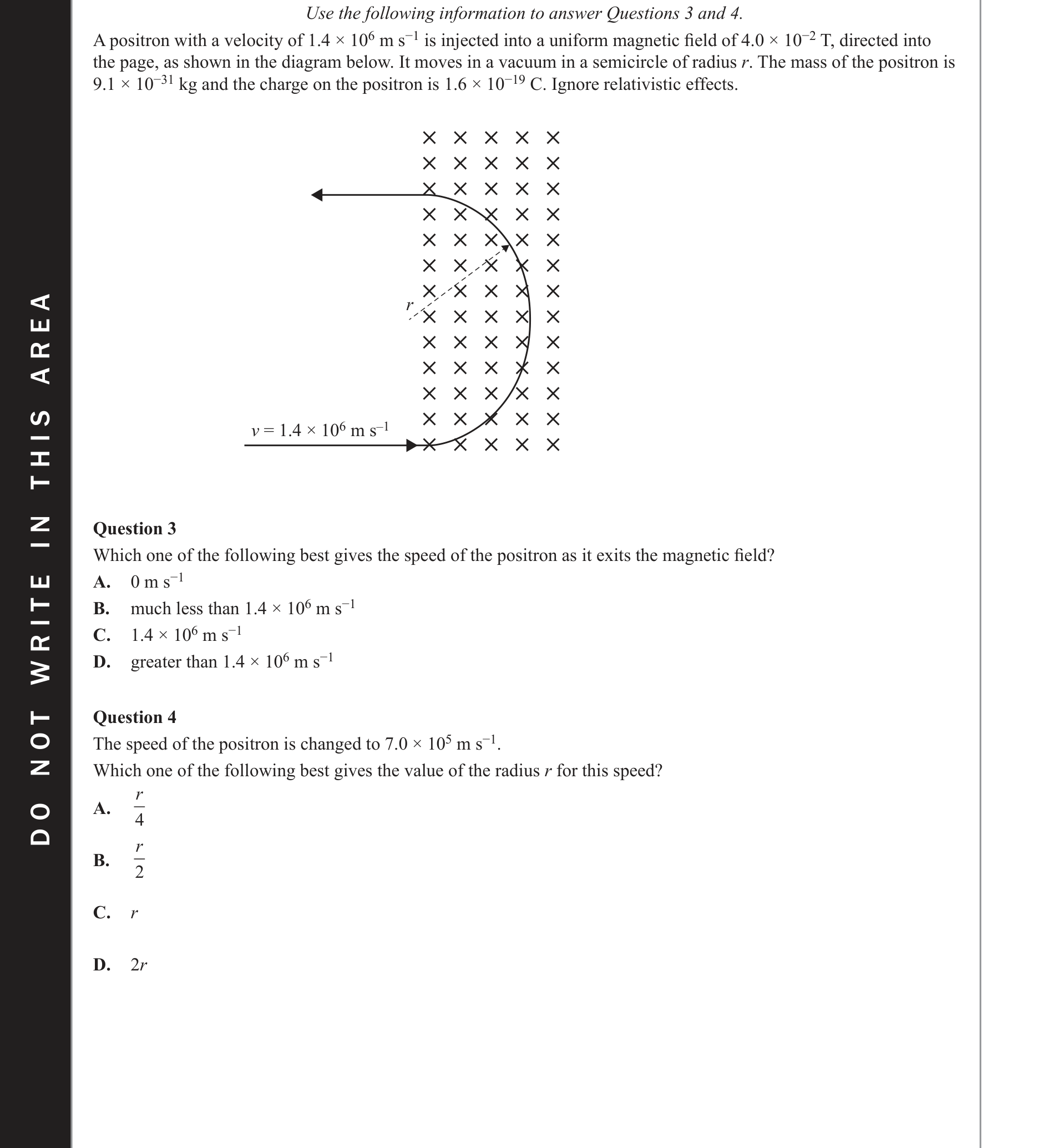 Physics 2020 Exam Question 4 — Magnetic particle deflection