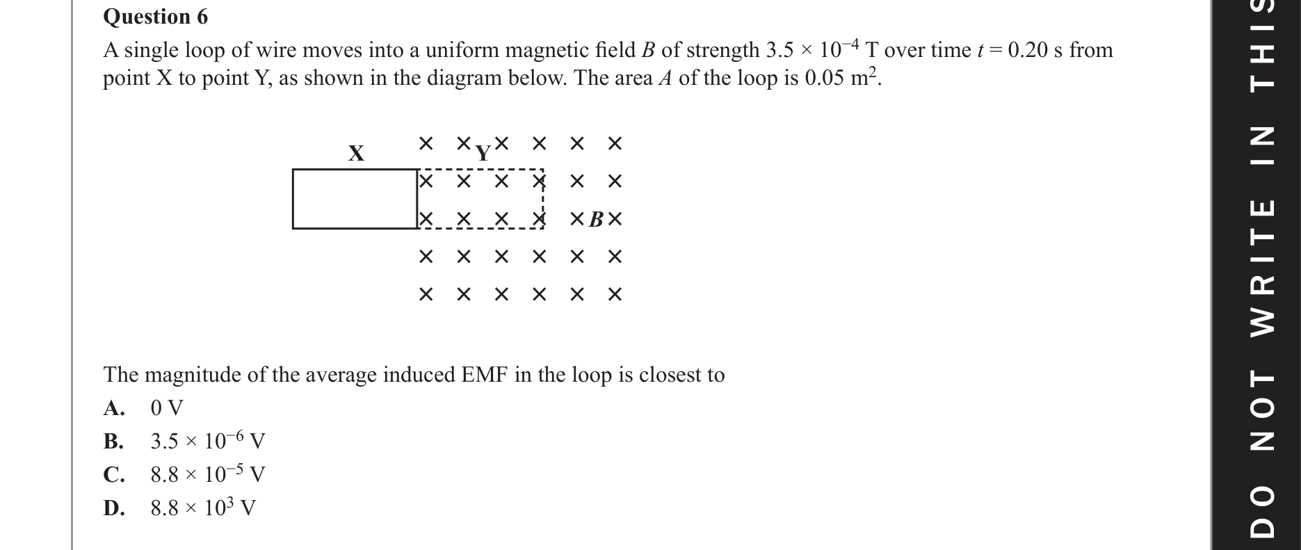 Physics 2020 Exam Question 6 — Induced emf determinants