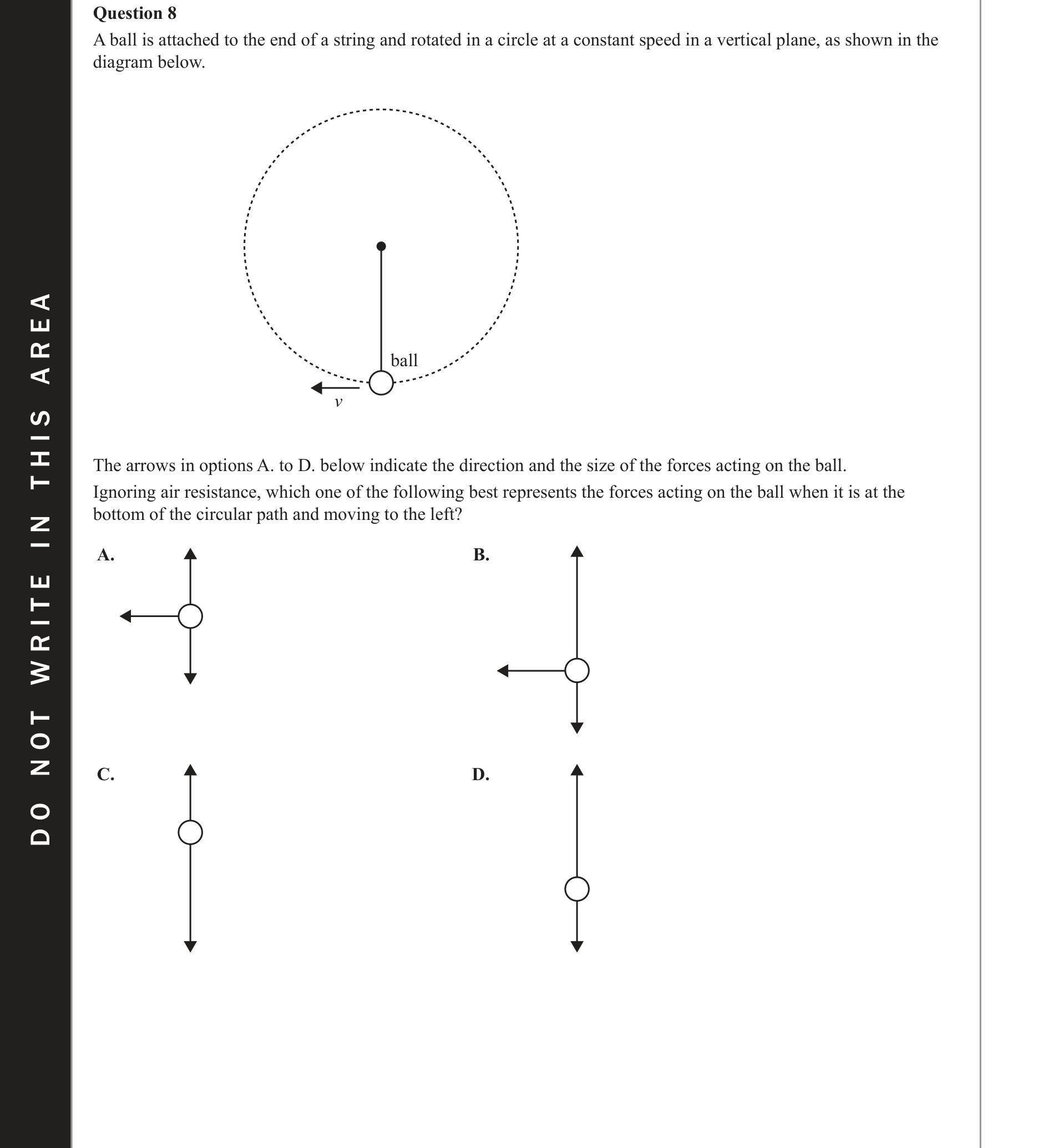Physics 2020 Exam Question 8 — Circular motion
