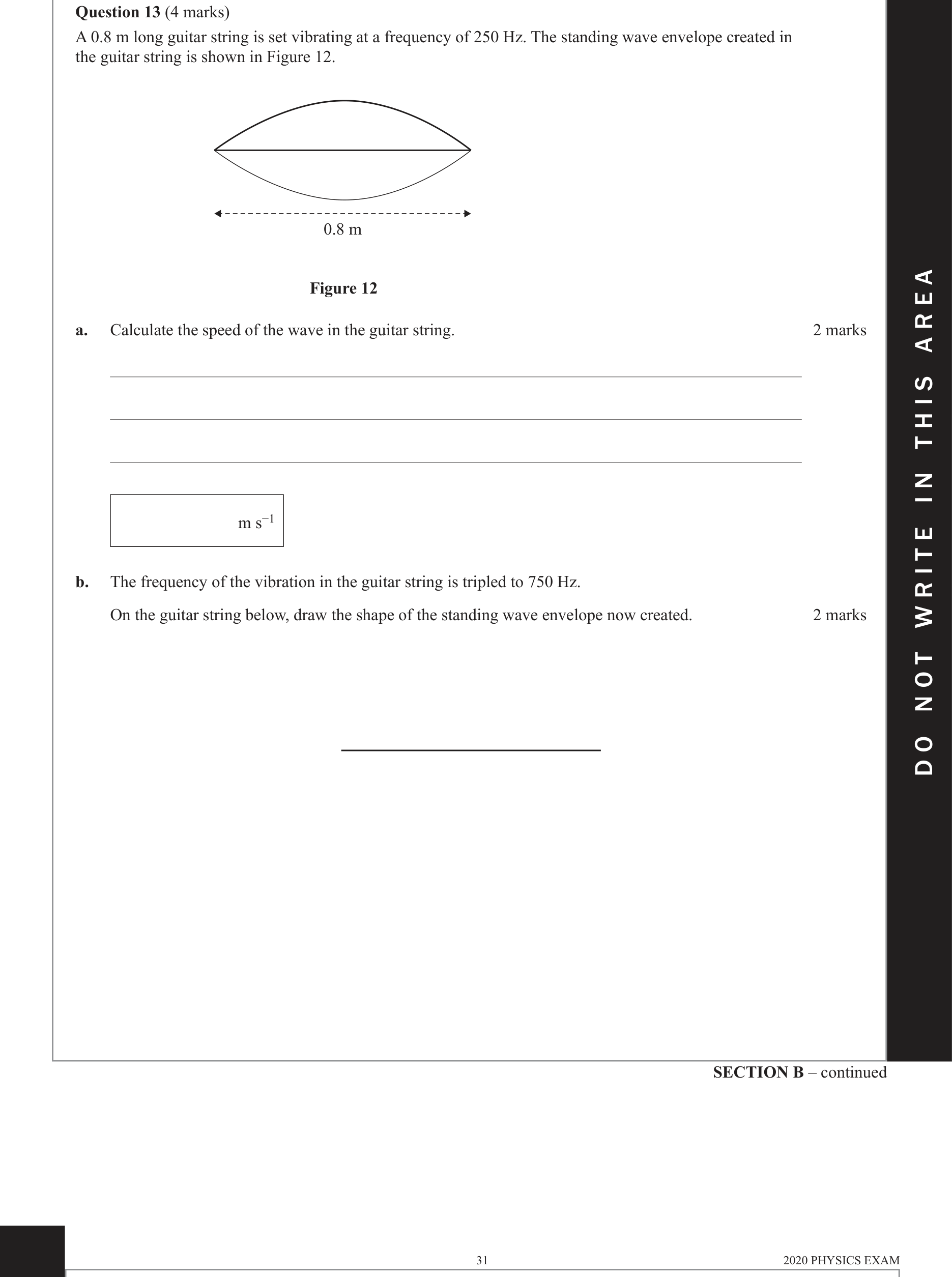 Physics 2020 Exam Question 13(a) — Standing wave formation
