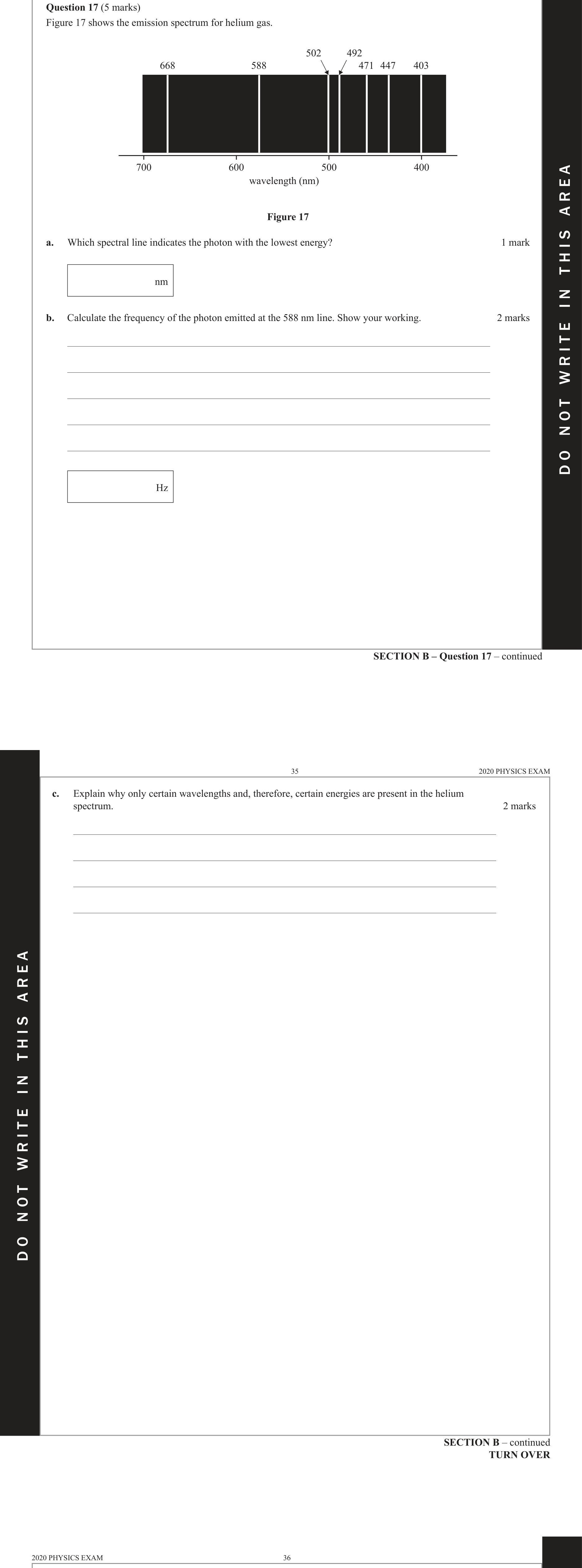 Physics 2020 Exam Question 17(a) — Photon energy quantisation