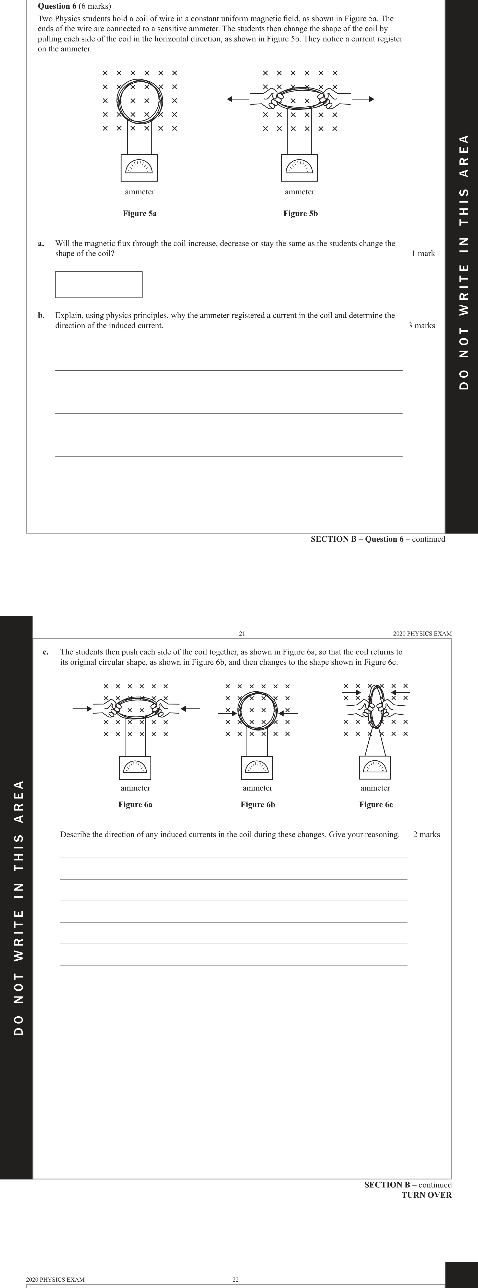 Physics 2020 Exam Question 6(a) — Magnetic flux calculation
