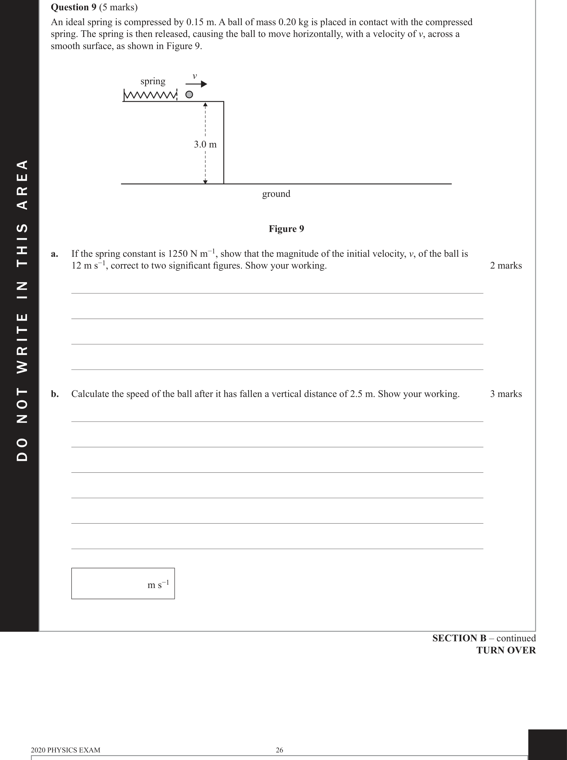 Physics 2020 Exam Question 9(b) — Energy transformations types, Work and energy concepts
