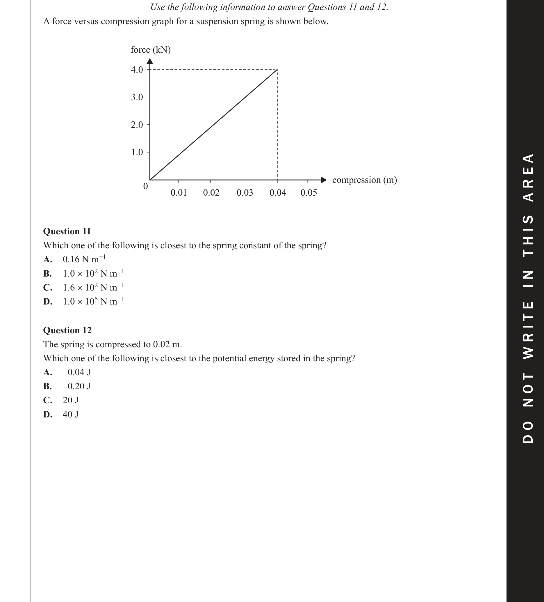 Physics 2021 Exam Question 12 — Energy change from graphs, Work and energy concepts
