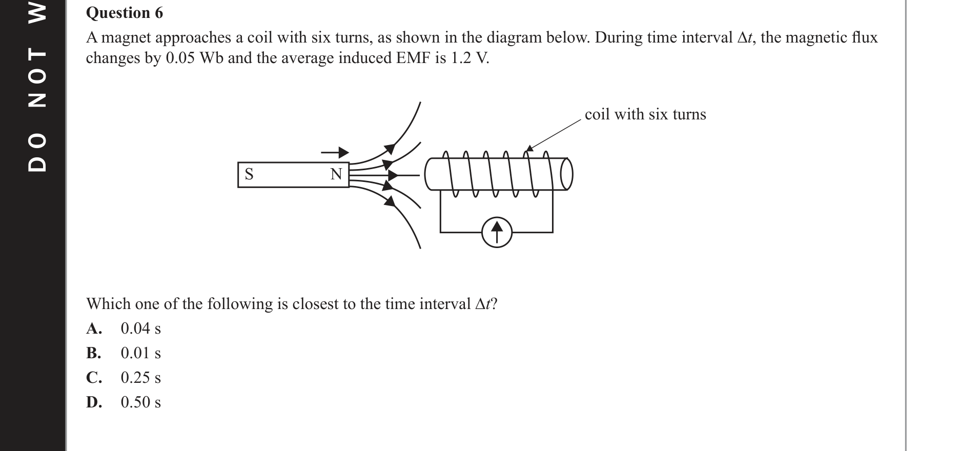 Physics 2021 Exam Question 6 — Induced emf determinants, Magnetic flux calculation