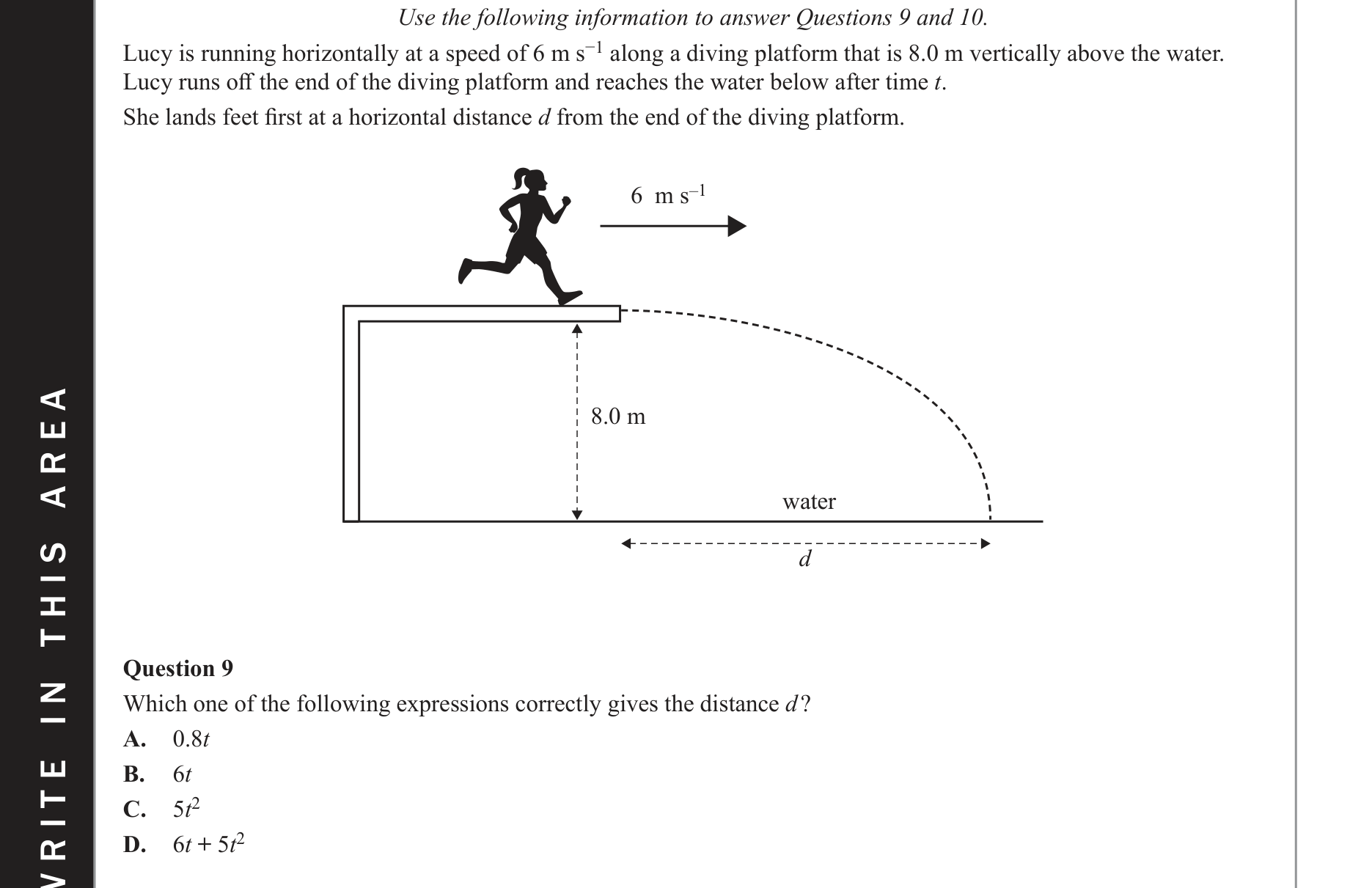 Physics 2021 Exam Question 9 — Projectile motion analysis