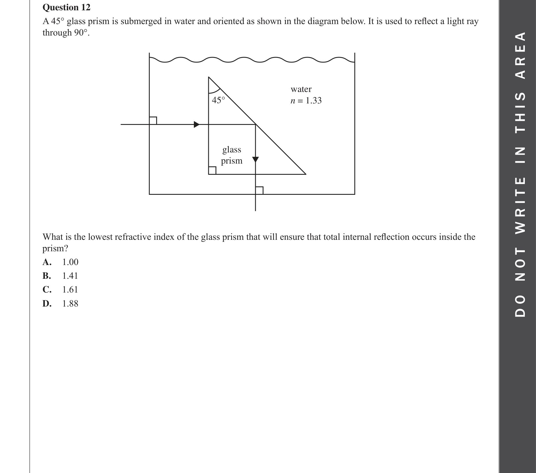 Physics 2022 Exam Question 12 — Light as electromagnetic wave