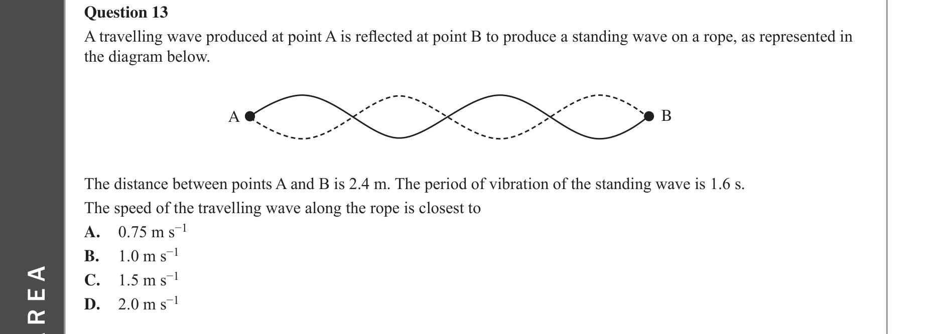 Physics 2022 Exam Question 13 — Standing wave formation