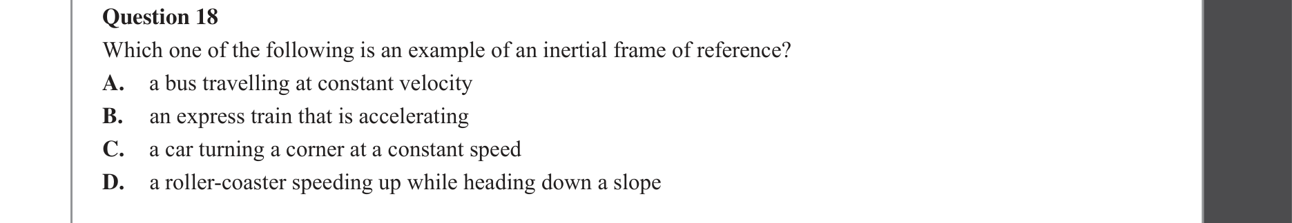 Physics 2022 Exam Question 18 — Special relativity postulates