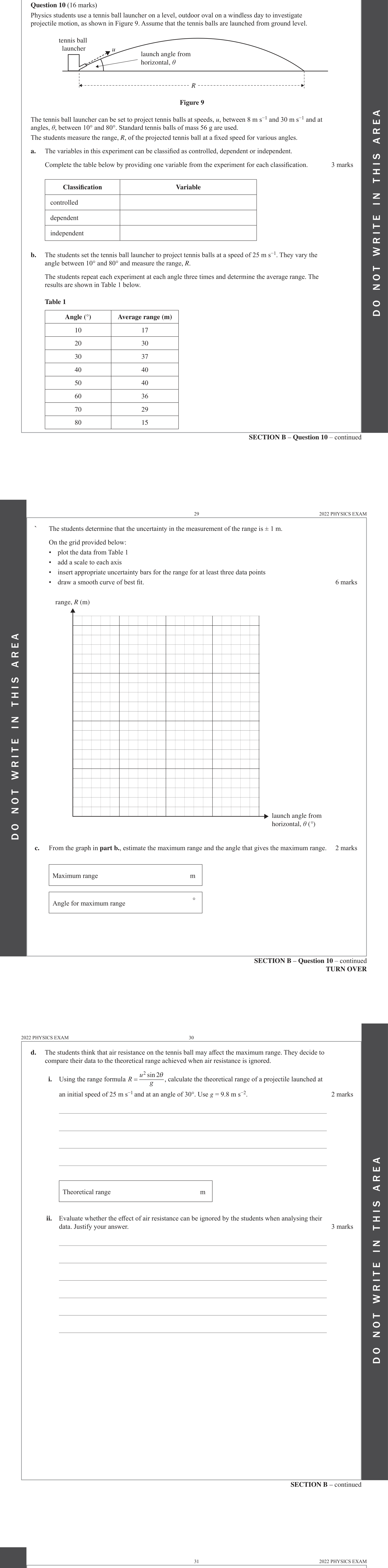 Physics 2022 Exam Question 10(b) — Scientific investigation in physics, Data generation techniques, Scientific communication standards