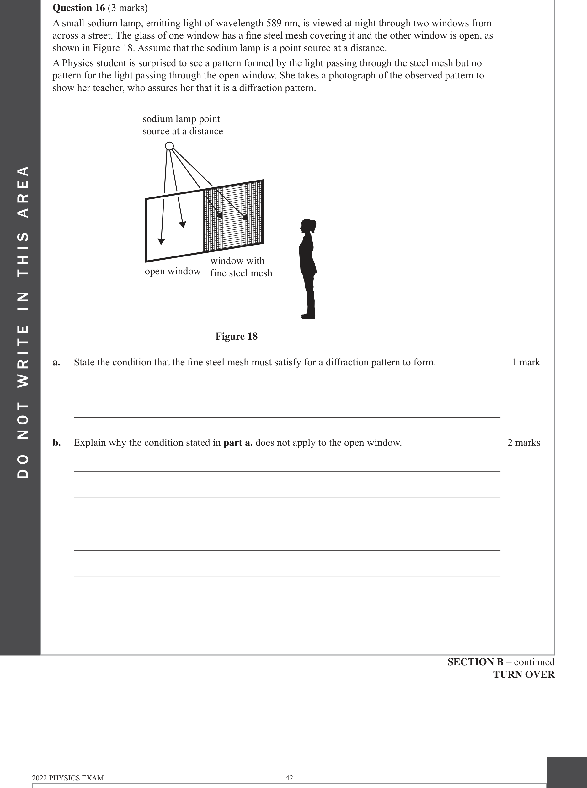 Physics 2022 Exam Question 16(a) — Diffraction & aperture effects