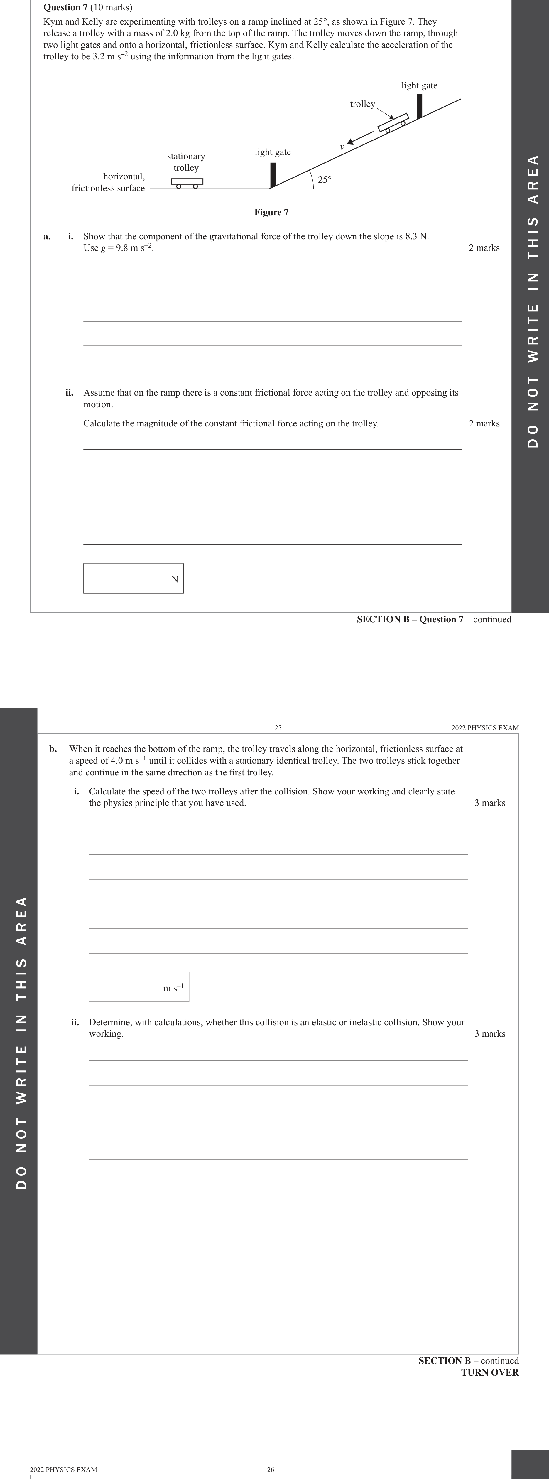 Physics 2022 Exam Question 7(a)(i) — Motion in 2D, Work and energy concepts