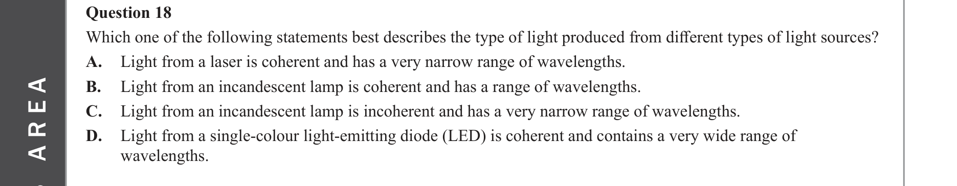 Physics 2023 Exam Question 18 — Light as electromagnetic wave