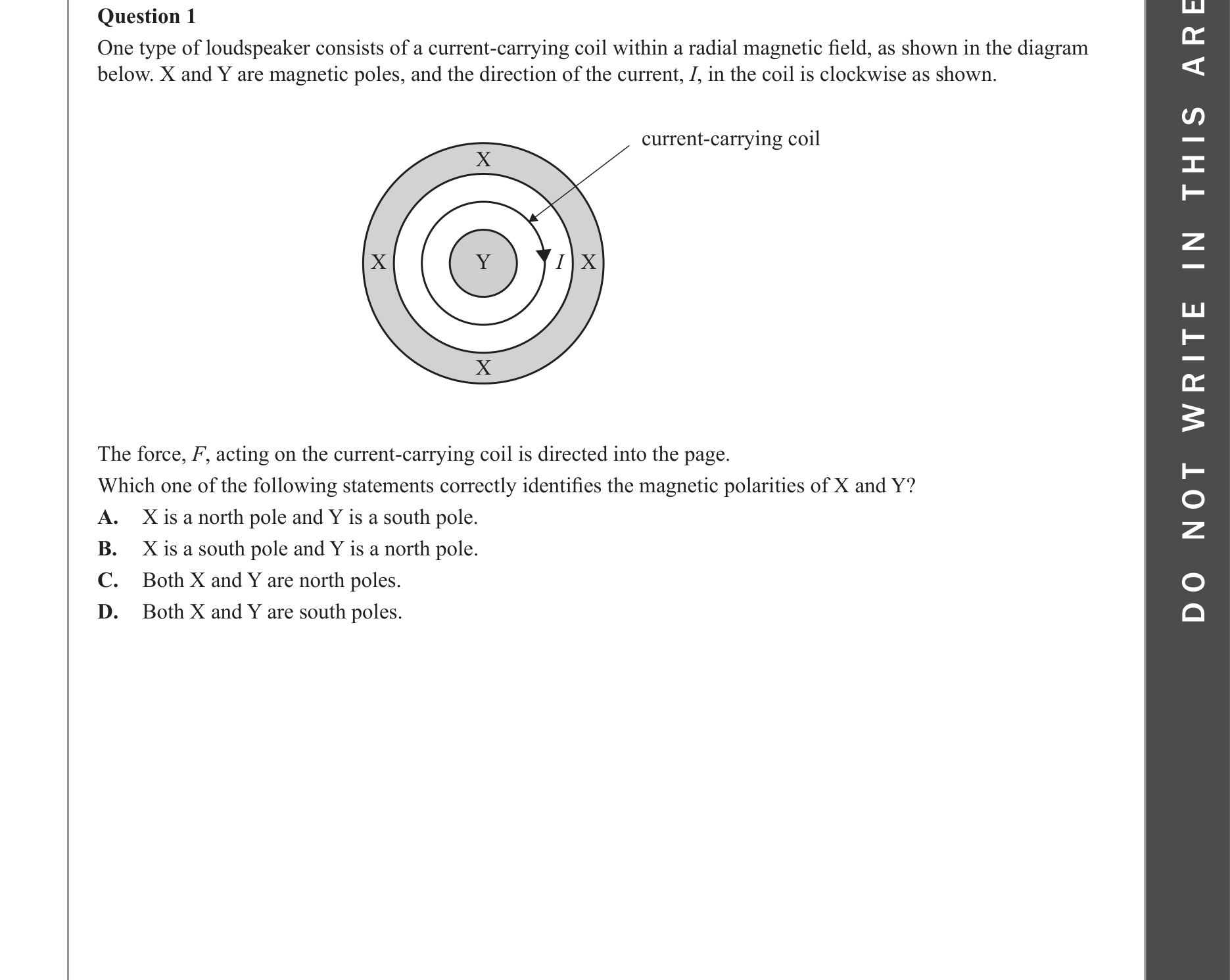 Physics 2023 Exam Question 1 — Motion without contact, Force on current conductor