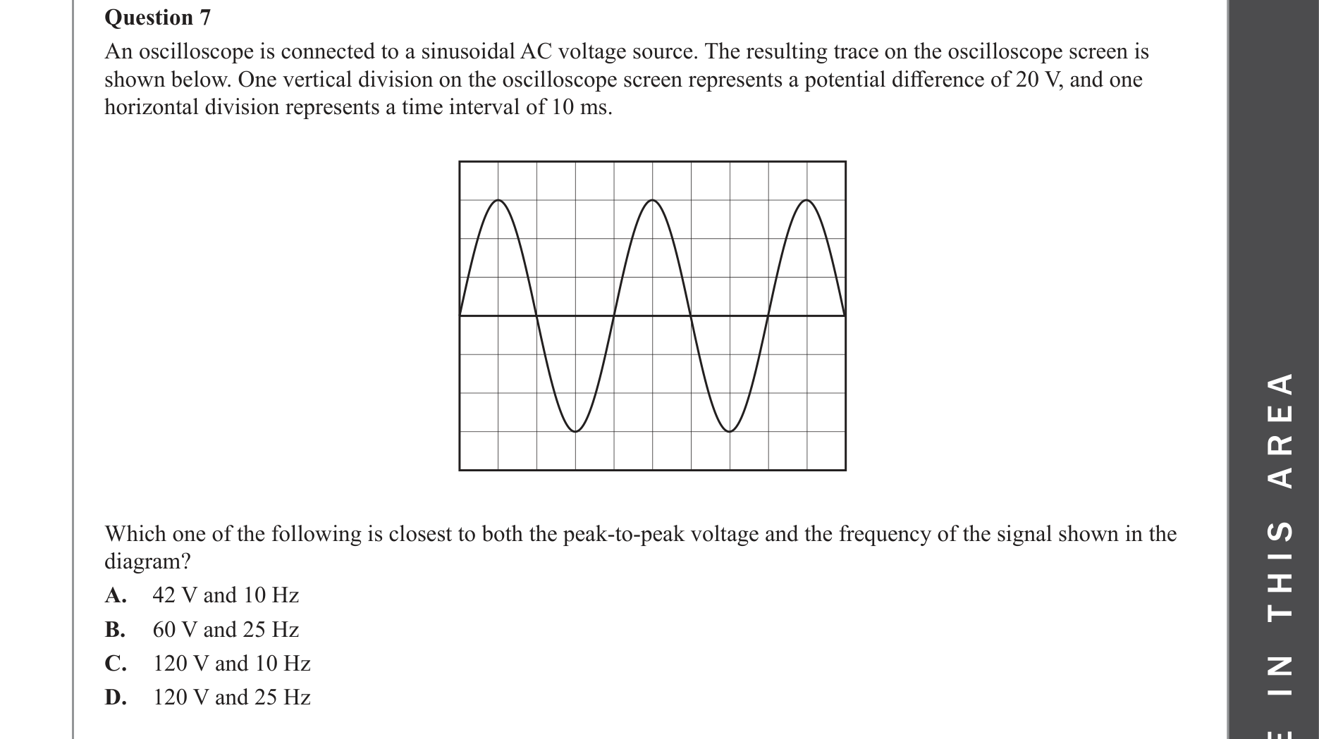 Physics 2023 Exam Question 7 — Fields in electricity generation, AC waveform characteristics