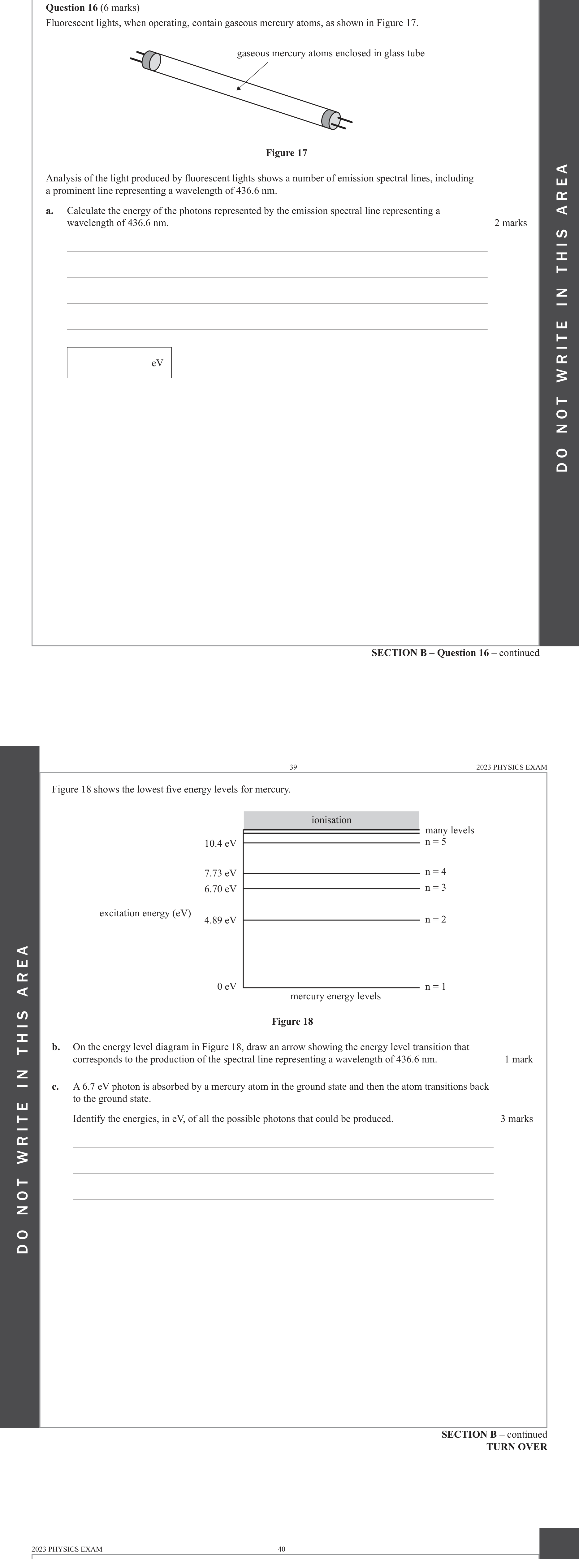 Physics 2023 Exam Question 16(c) — Photon energy quantisation