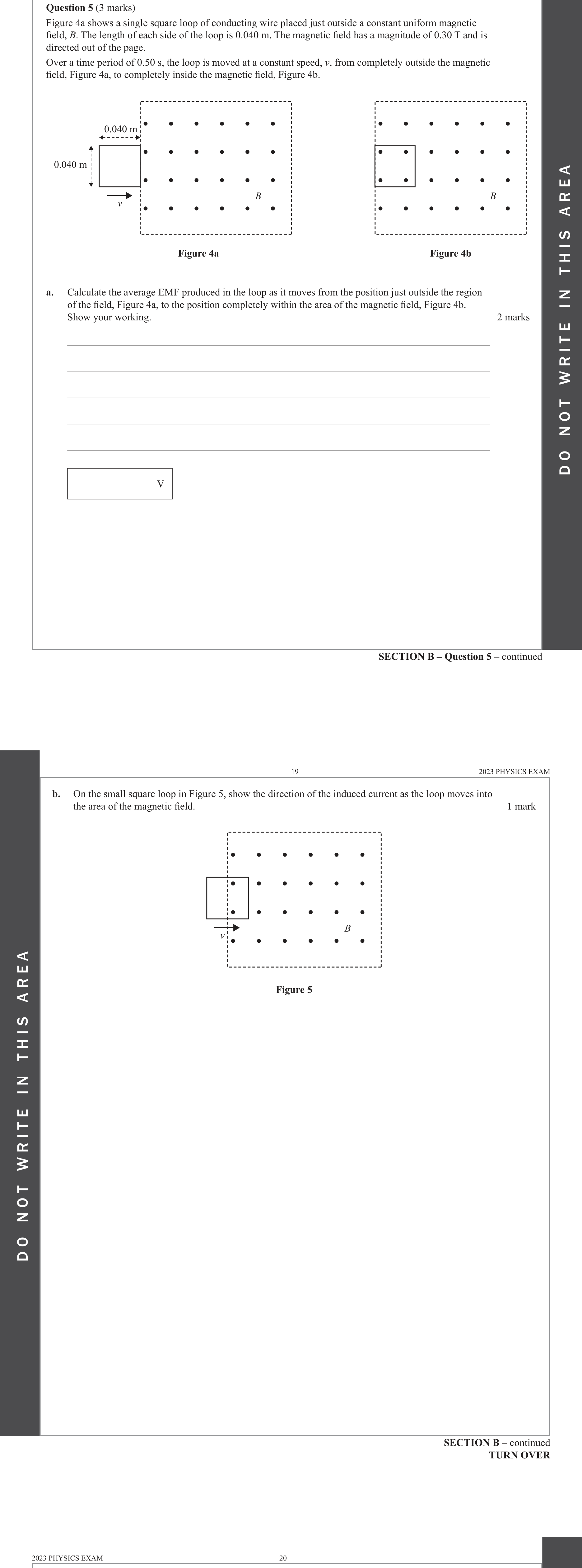 Physics 2023 Exam Question 5(a) — Fields in electricity generation, Magnetic flux calculation, Induced emf determinants