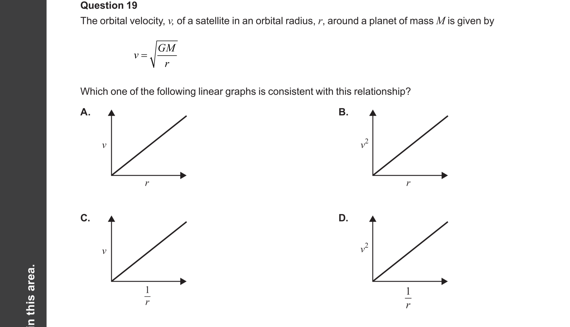 Physics 2024 Exam Question 19 — Satellite orbital motion, Data generation techniques