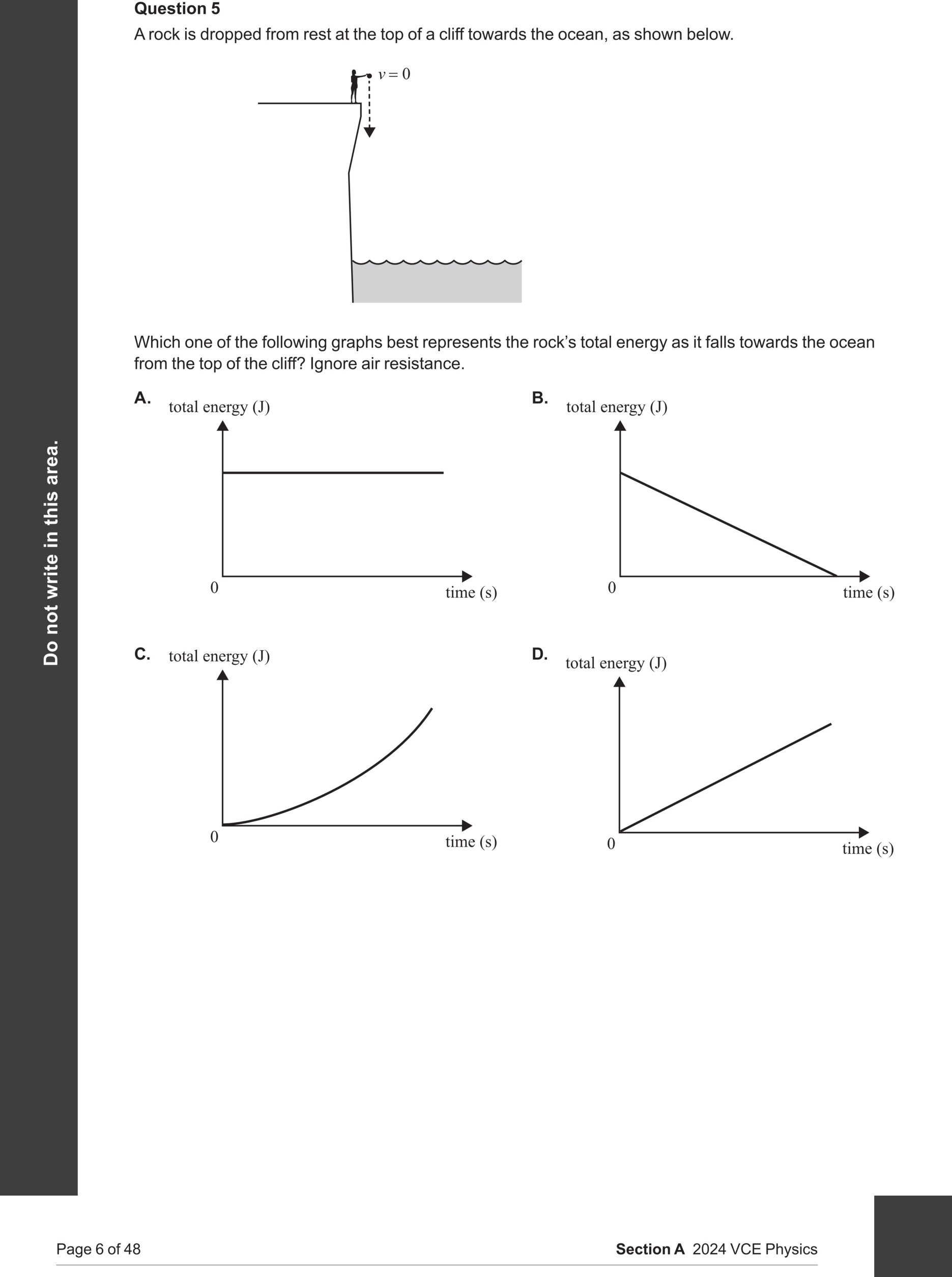Physics 2024 Exam Question 5 — Energy transformations types, Energy change from graphs