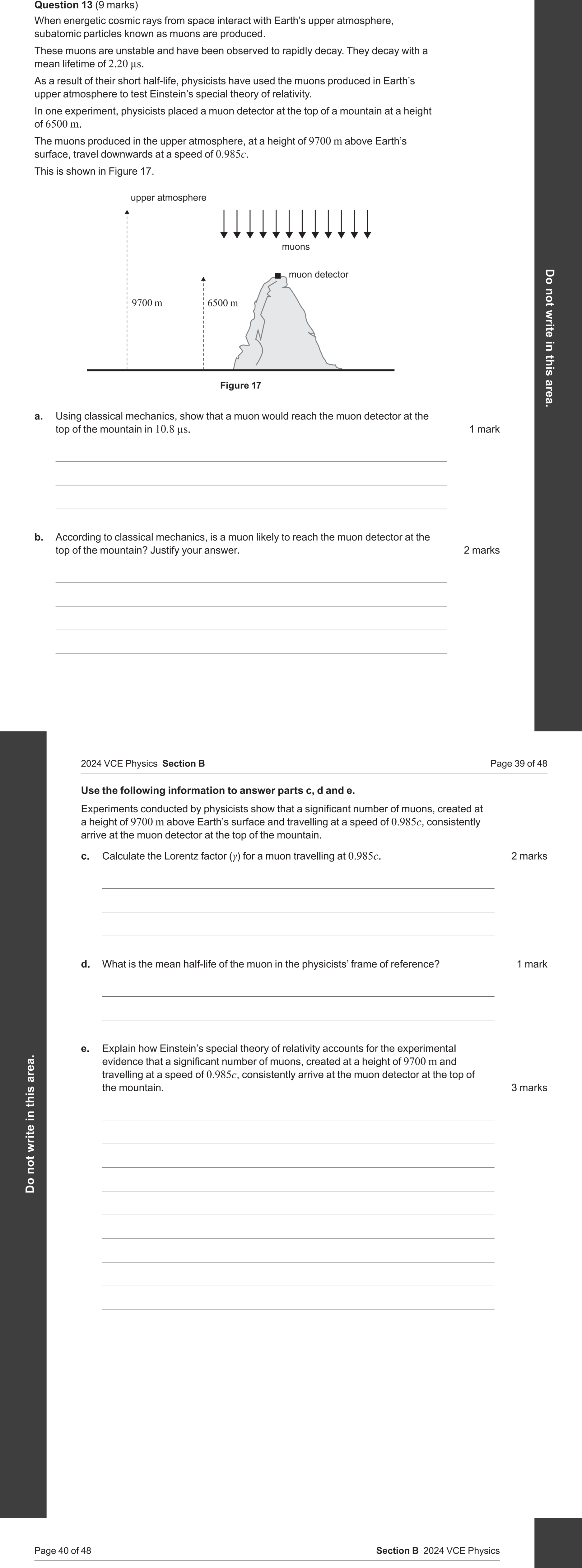 Physics 2024 Exam Question 13(c) — Time dilation formula