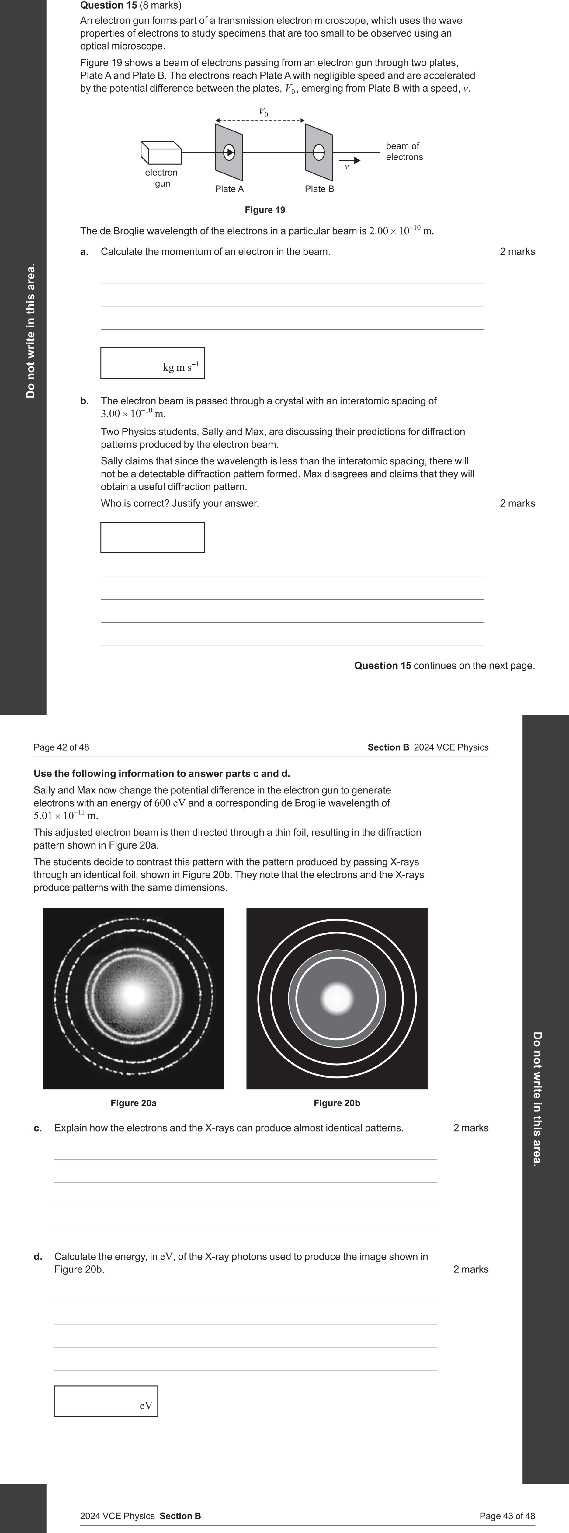 Physics 2024 Exam Question 15(c) — Electron diffraction evidence, Light as electromagnetic wave