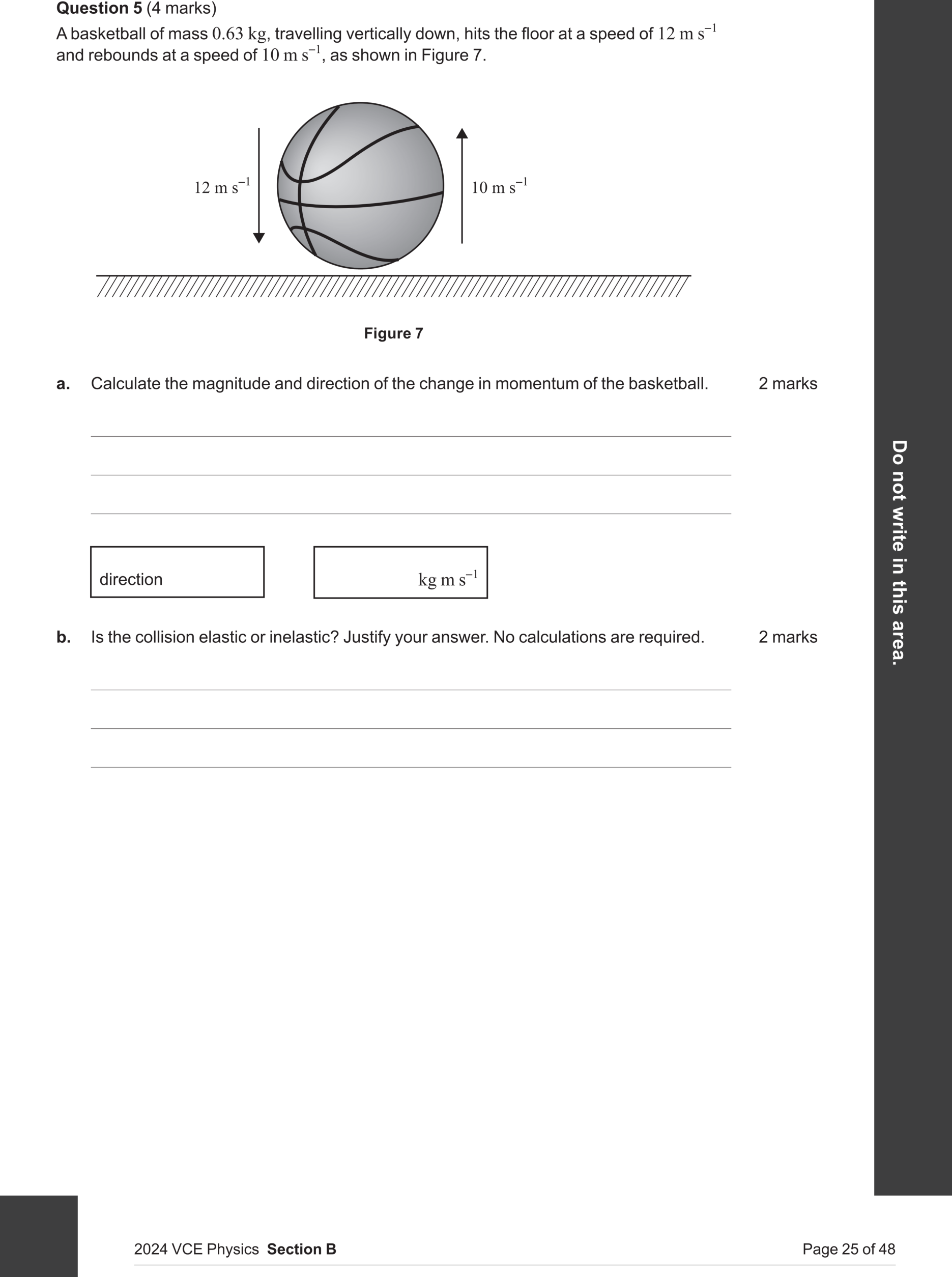 Physics 2024 Exam Question 5(a) — Impulse and momentum change