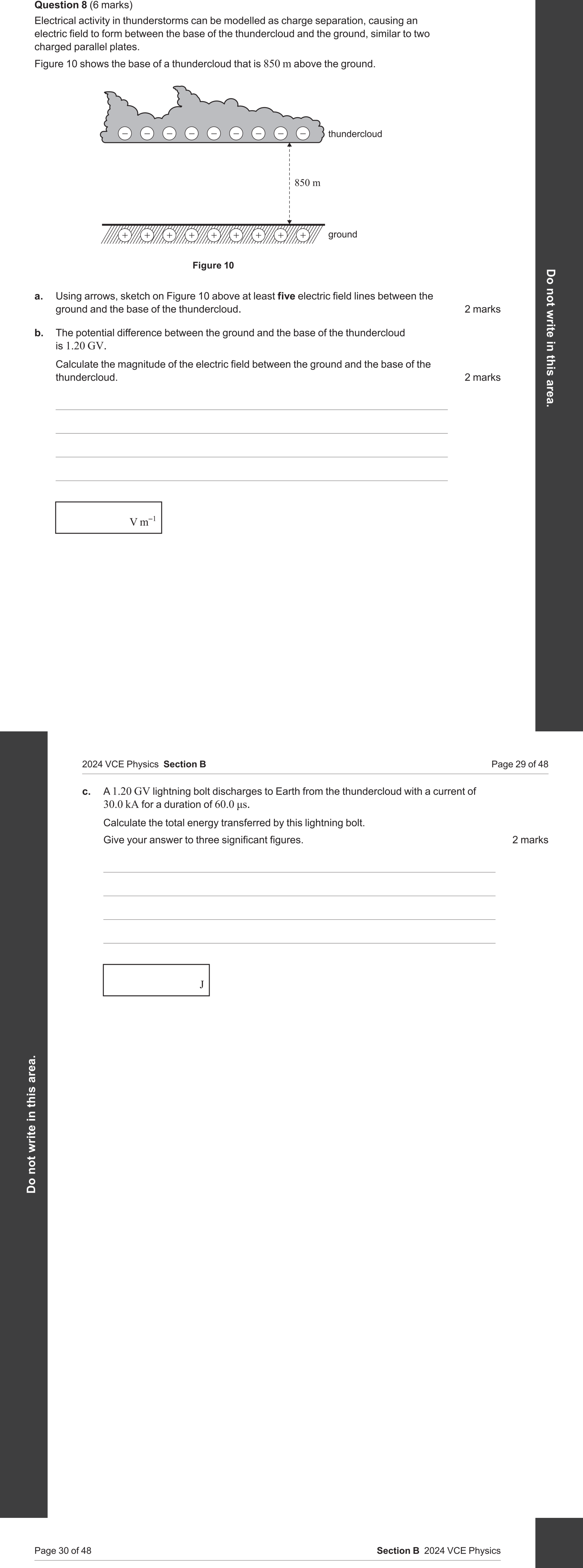 Physics 2024 Exam Question 8(b) — Point mass/charge fields