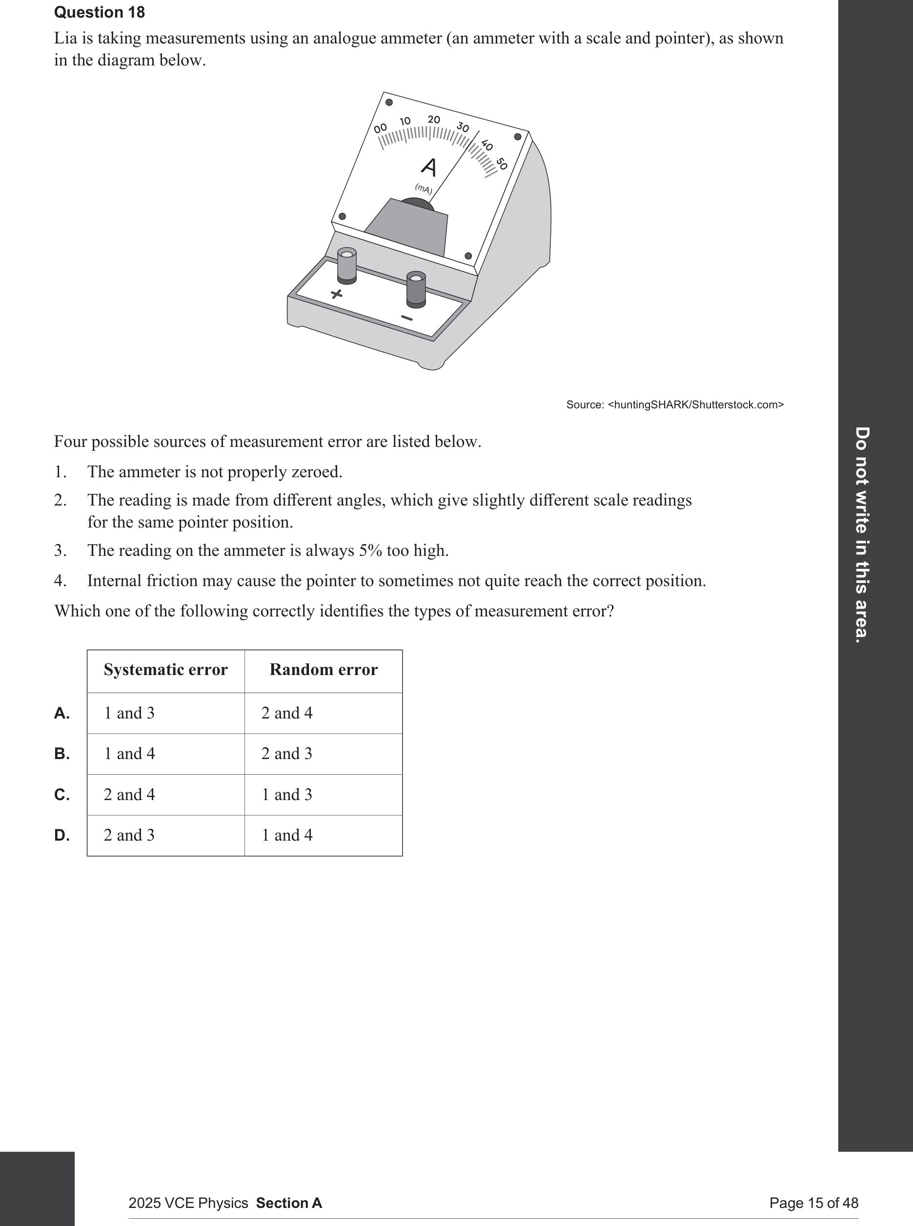 Physics 2025 Exam Question 18 — Methodology and variable control, Evidence evaluation methods