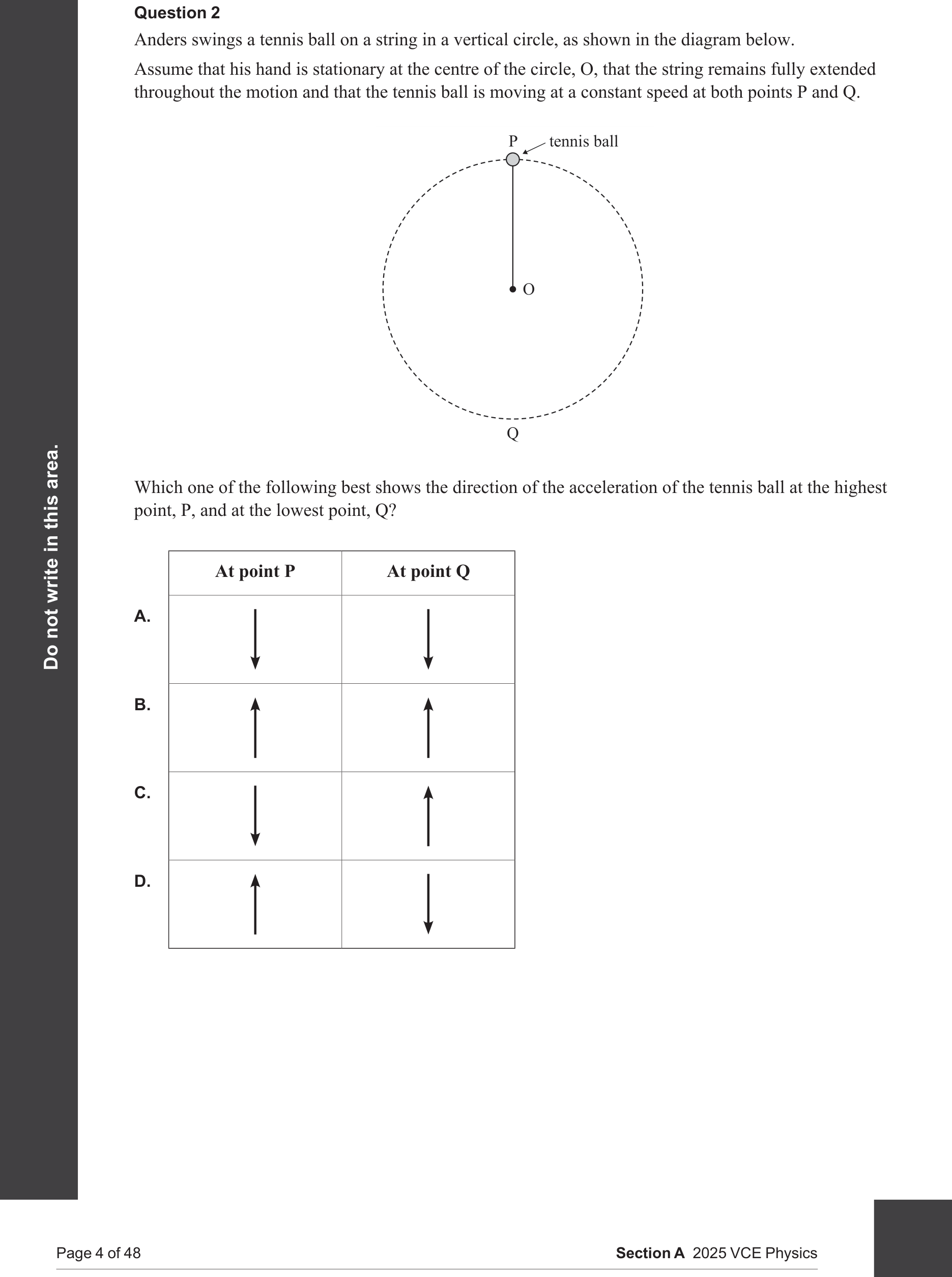 Physics 2025 Exam Question 2 — Circular motion