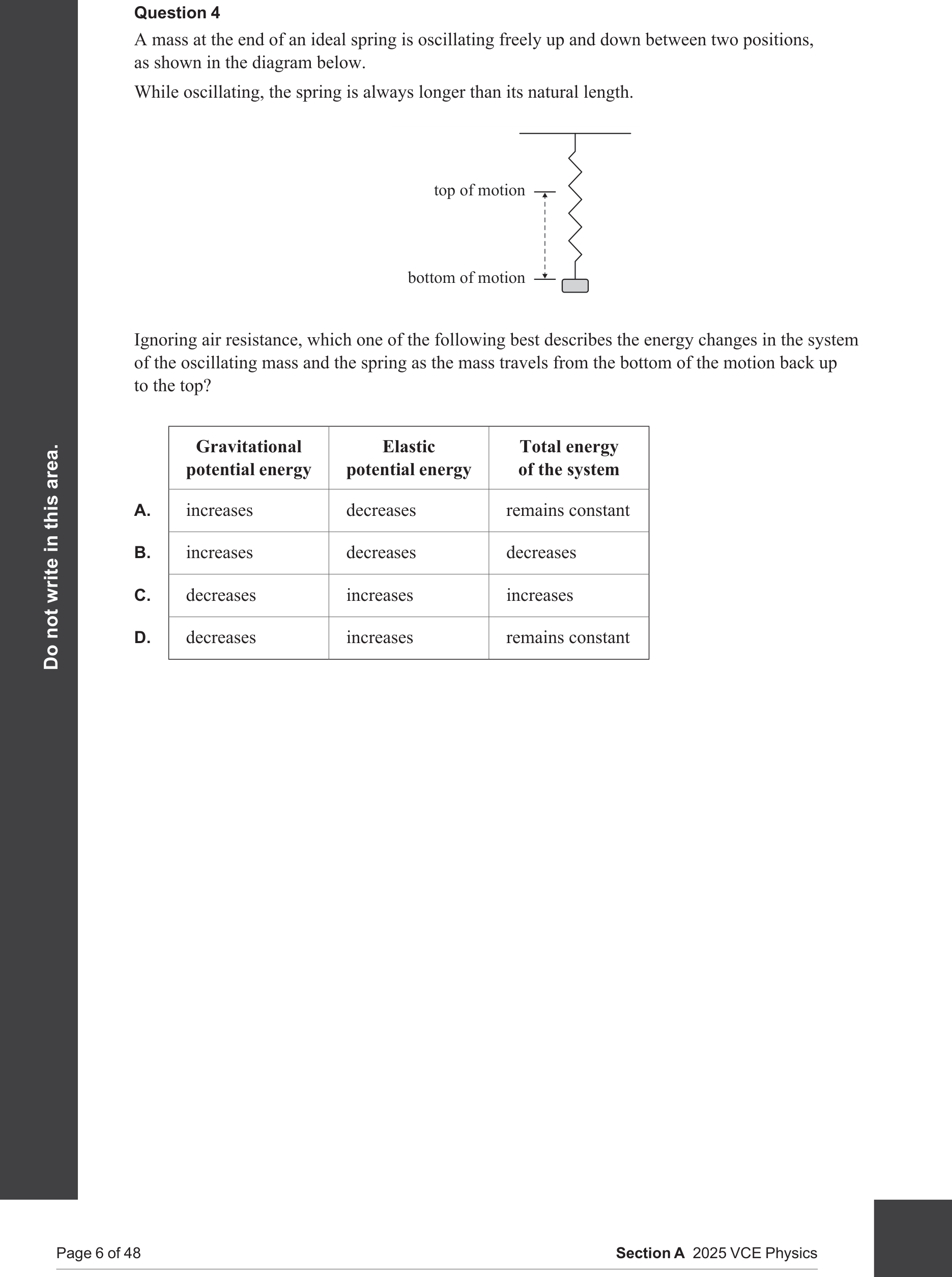 Physics 2025 Exam Question 4 — Energy transformations types