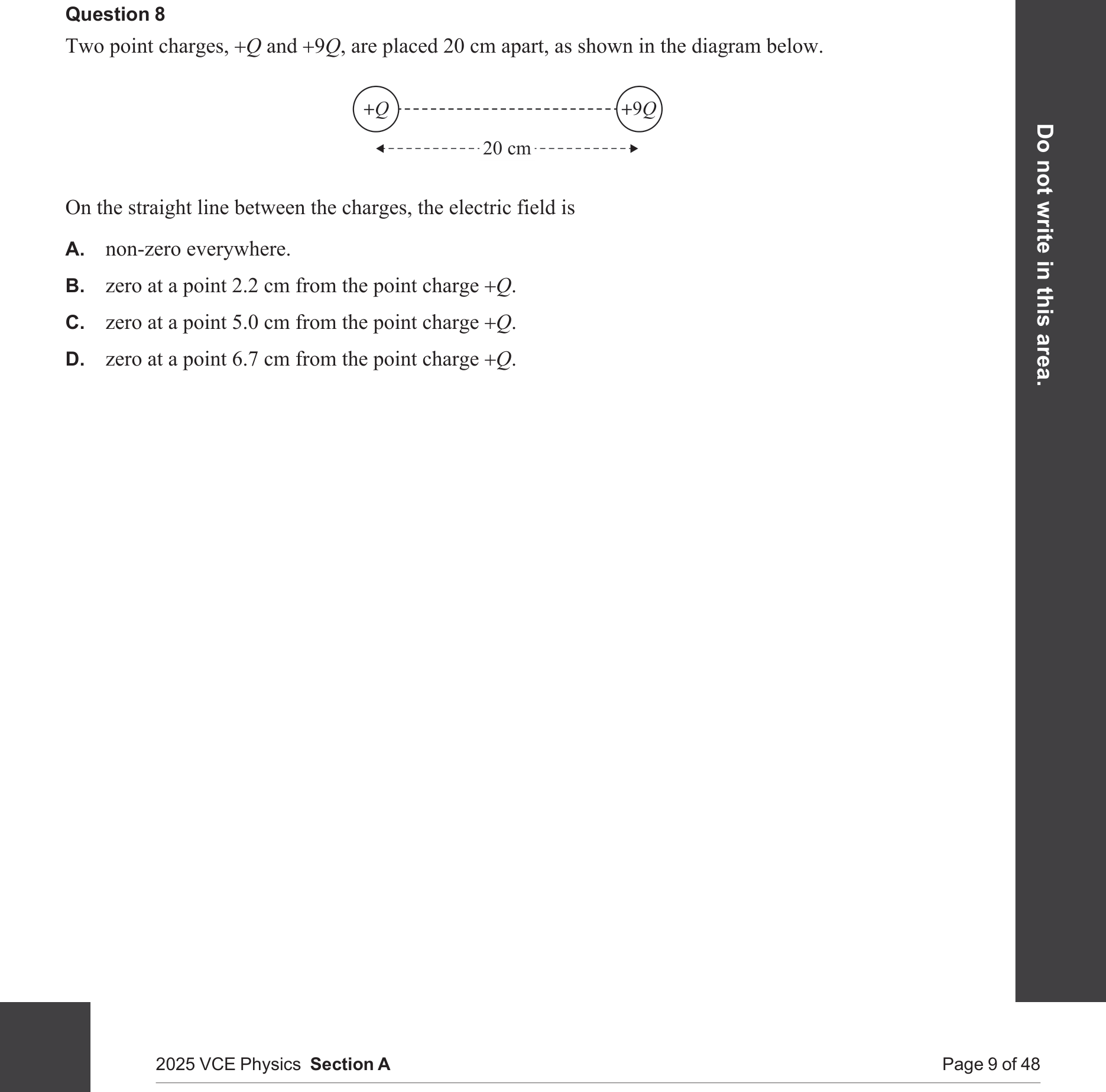 Physics 2025 Exam Question 8 — Point mass/charge fields