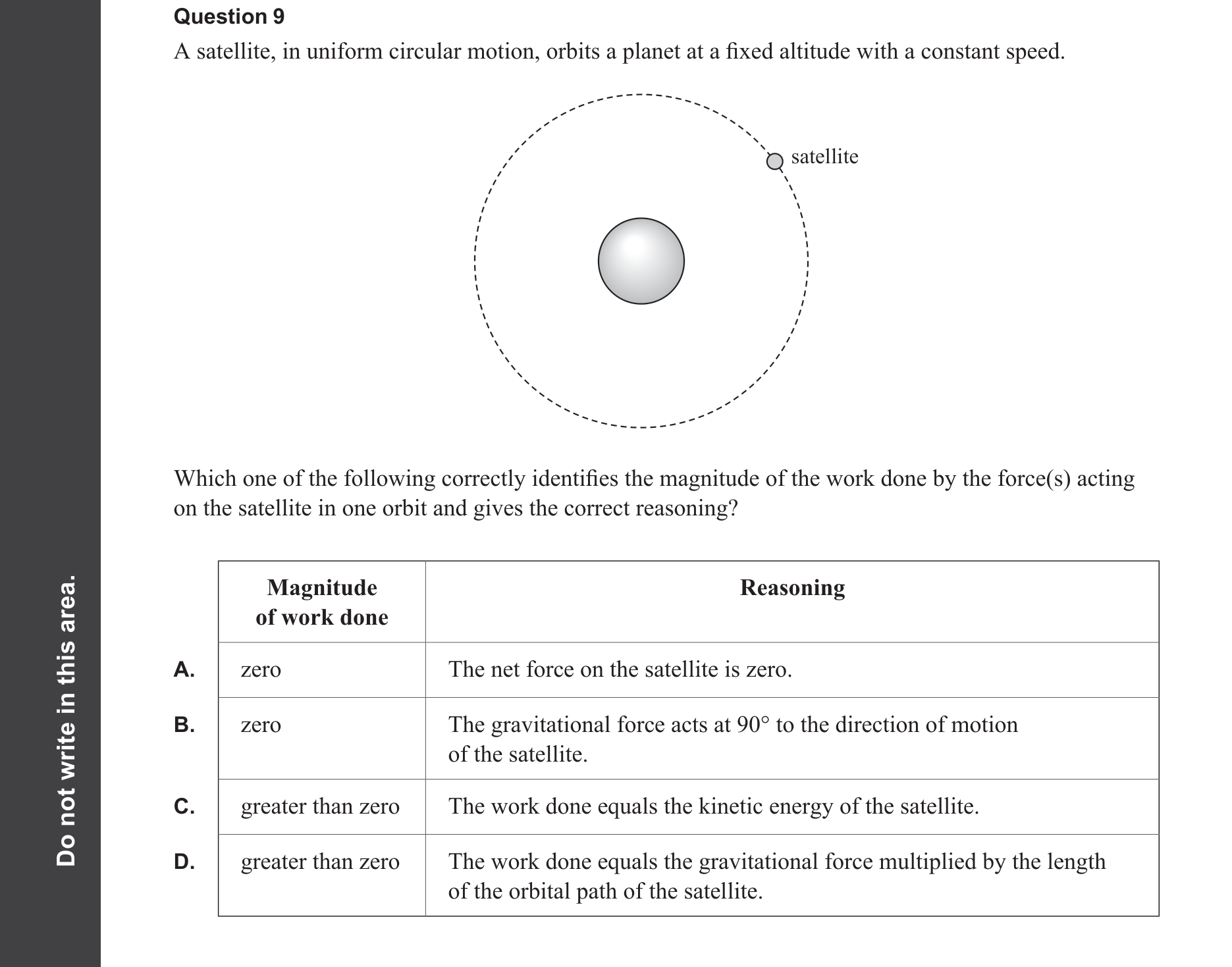 Physics 2025 Exam Question 9 — Potential energy in fields, Work and energy concepts