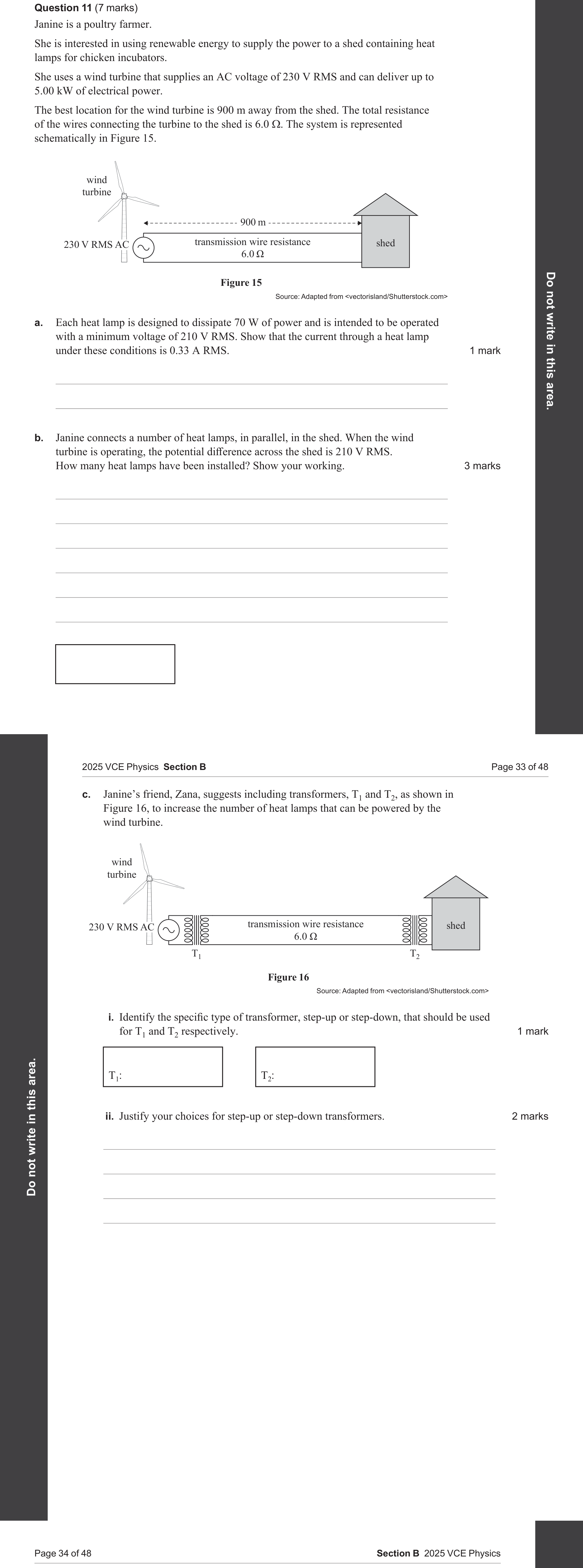 Physics 2025 Exam Question 11(c)(i) — Transformer electromagnetic induction