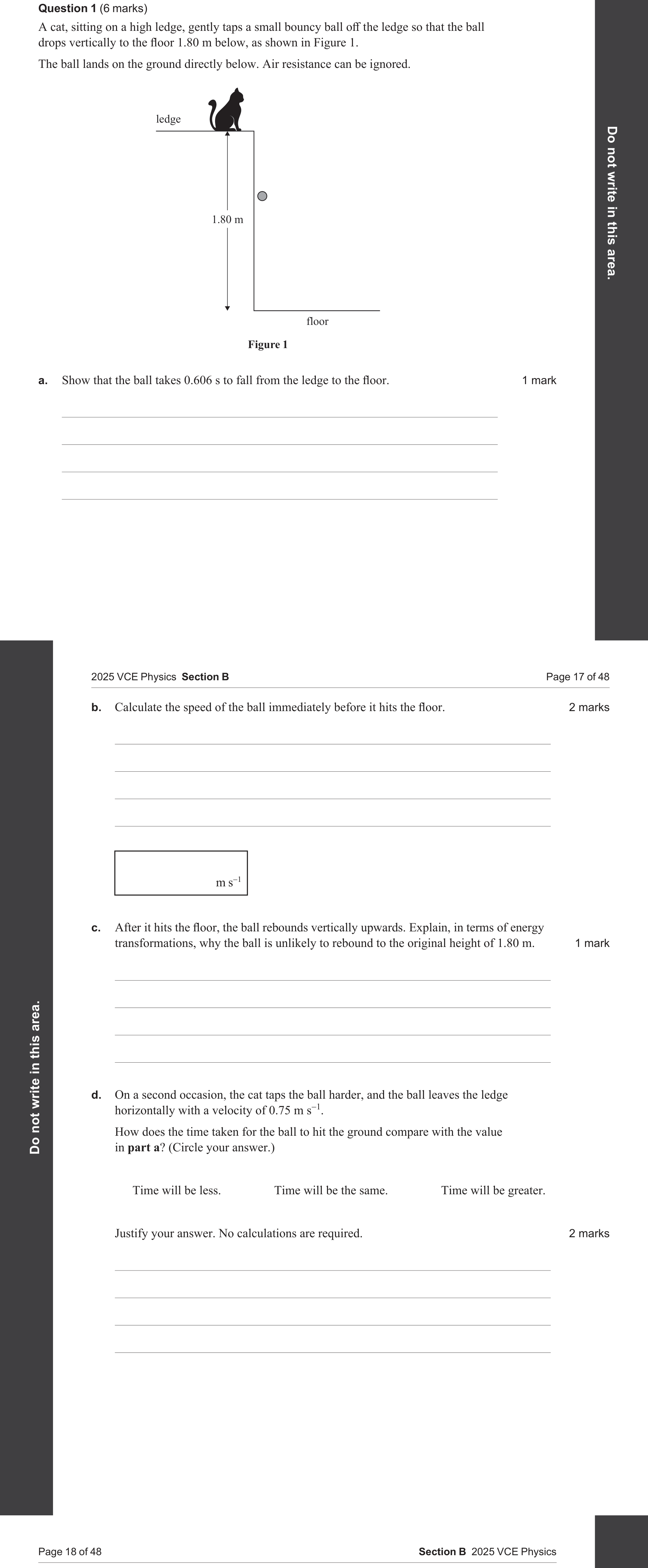 Physics 2025 Exam Question 1(c) — Energy transformations types