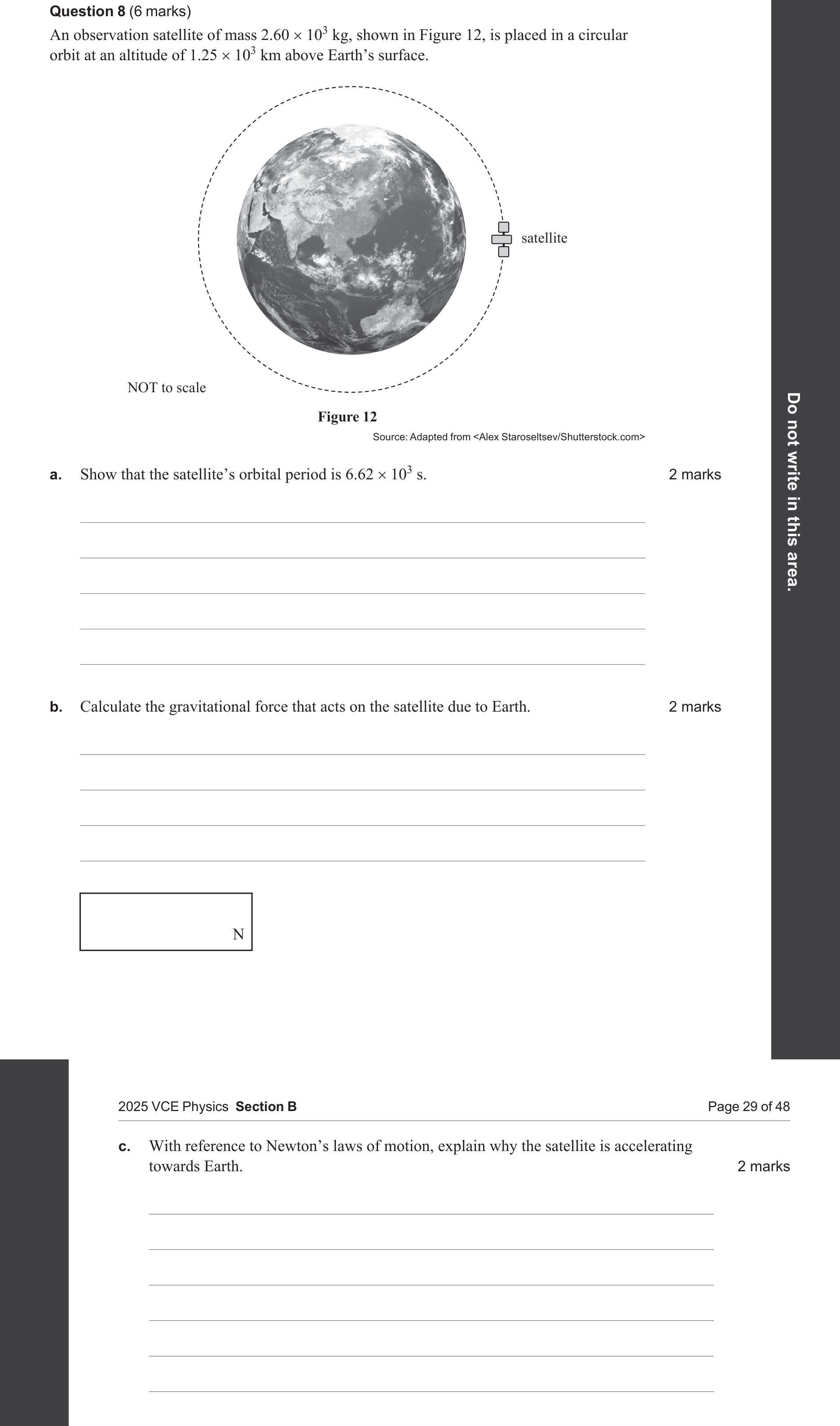 Physics 2025 Exam Question 8(a) — Satellite orbital motion, Circular motion
