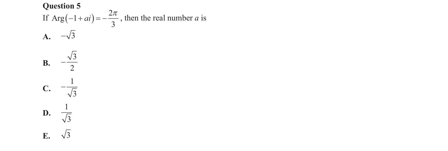 Specialist Mathematics 2016 Exam 2 Question 5 — Polar form of complex numbers