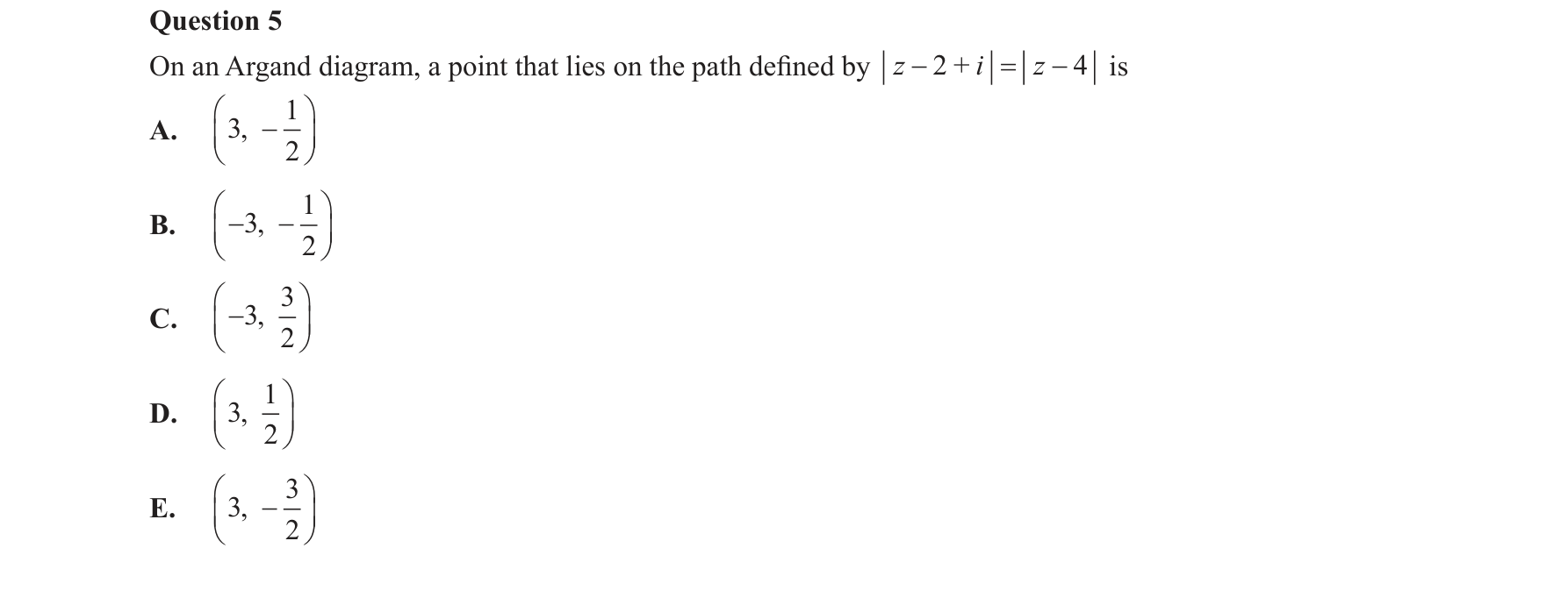 Specialist Mathematics 2017 Exam 2 Question 5 — Geometric representation on Argand diagram