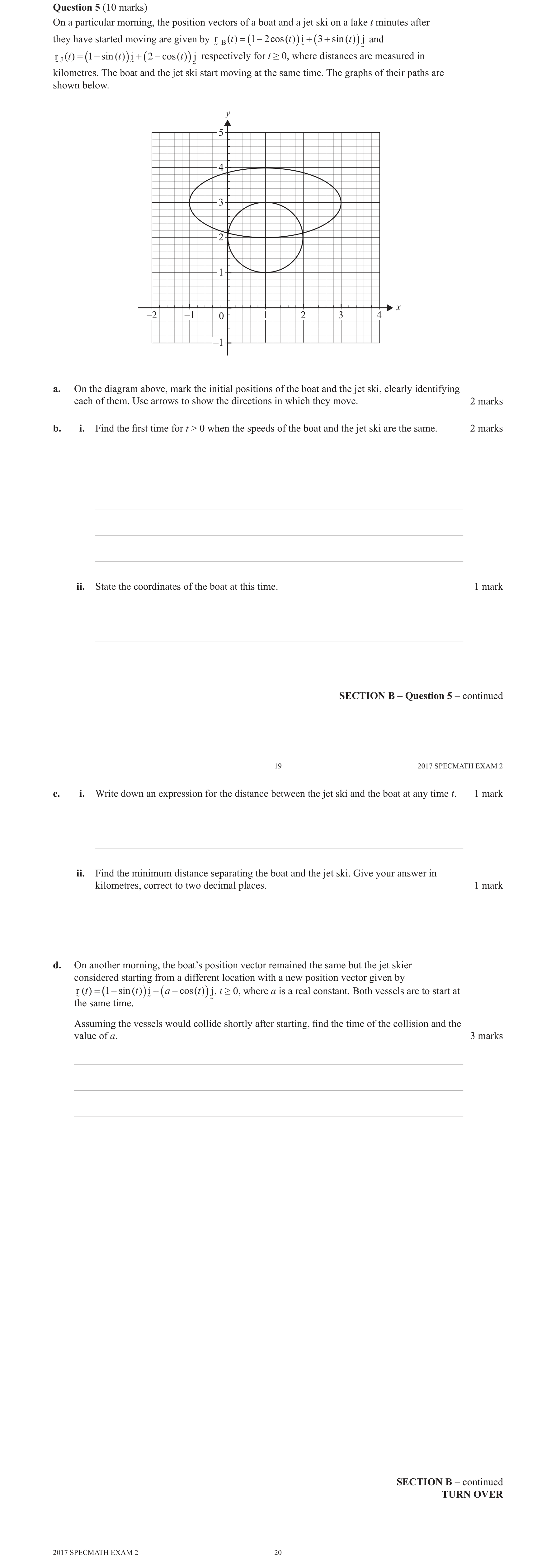 Specialist Mathematics 2017 Exam 2 Question 5(b)(i) — Differentiation of vector functions
