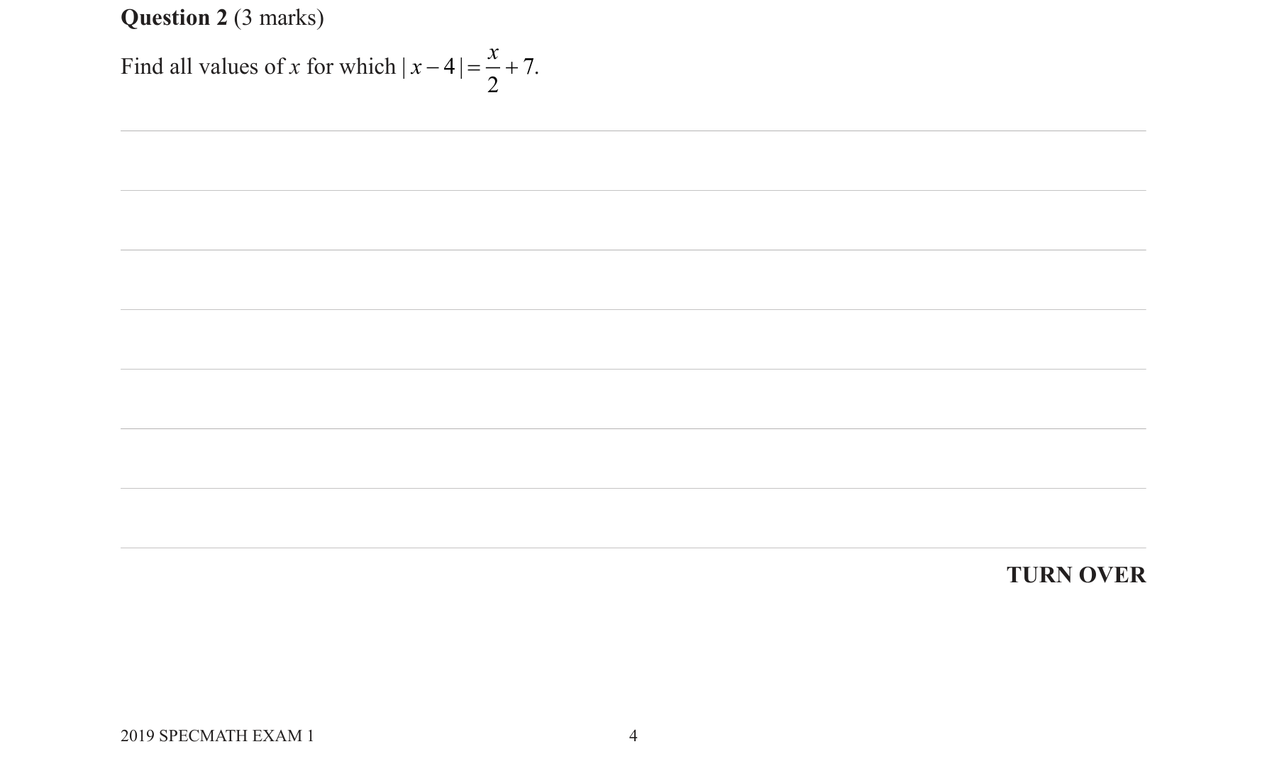 Specialist Mathematics 2019 Exam 1 Question 2 — Conjectures and counter-examples
