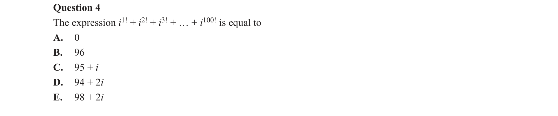 Specialist Mathematics 2019 Exam 2 Question 4 — Polar form of complex numbers