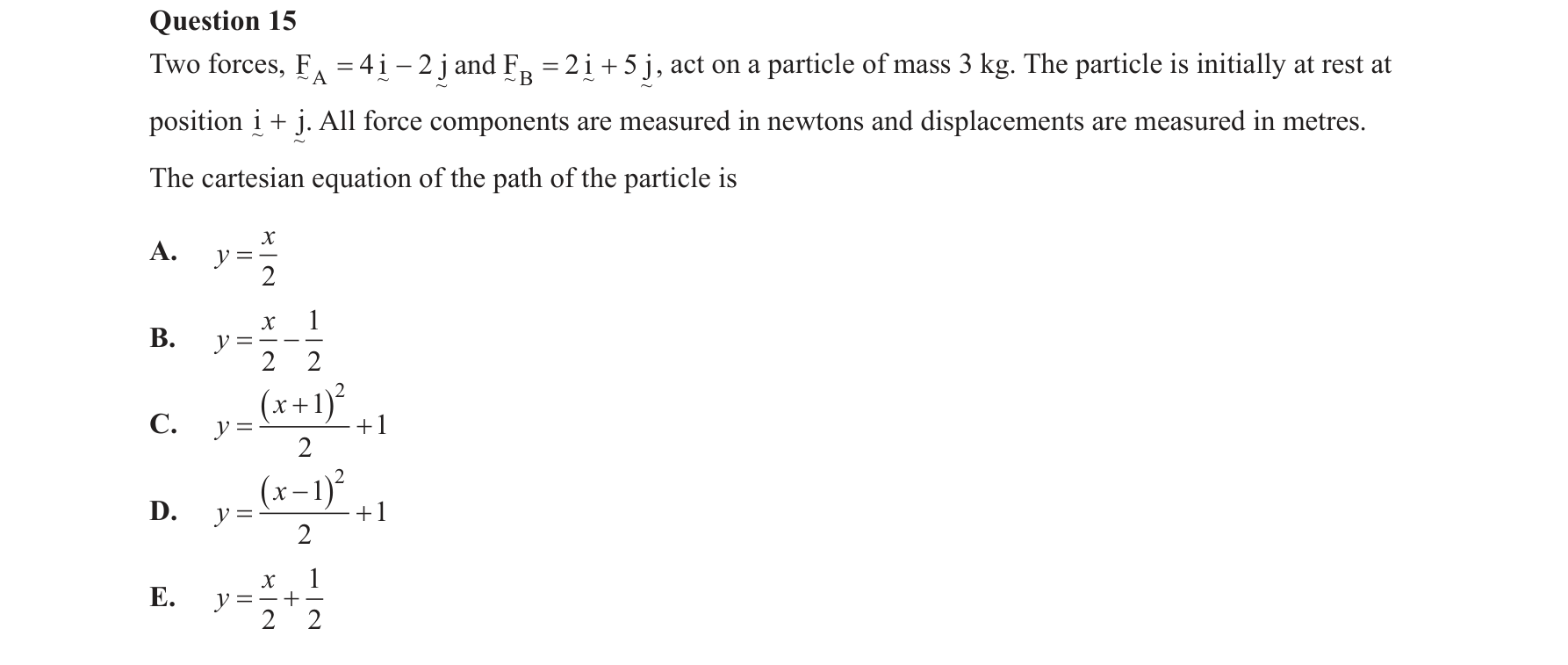 Specialist Mathematics 2020 Exam 2 Question 15 — Vector kinematics in two and three dimensions, Parametric equations of curves